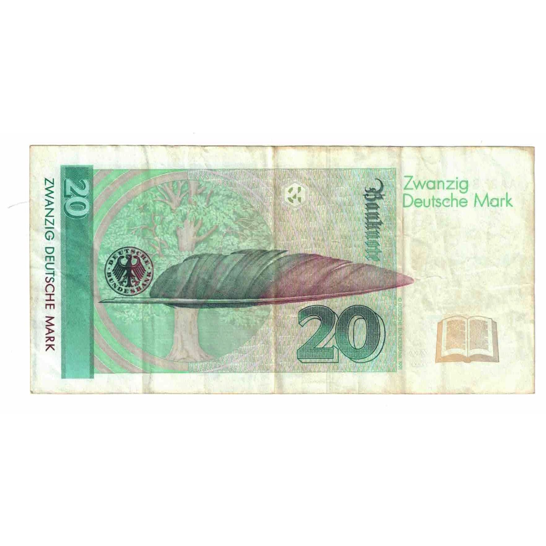 Nota, ALEMANHA - REPÚBLICA FEDERAL, 20 Deutsche Mark, 1991, 1991-08-01, KM:39a