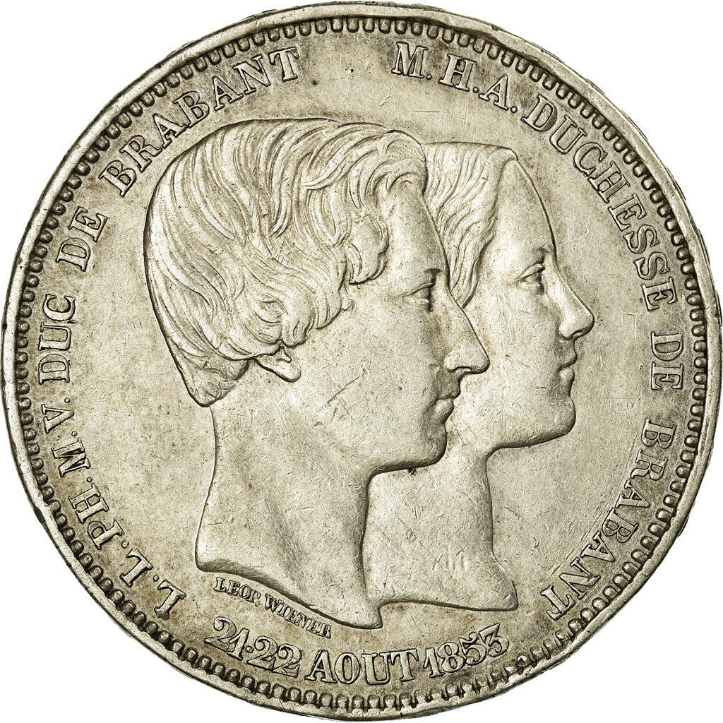 Coin, Belgium, Leopold I, 5 Francs, 1853, AU(50-53), Silver, KM:2.1