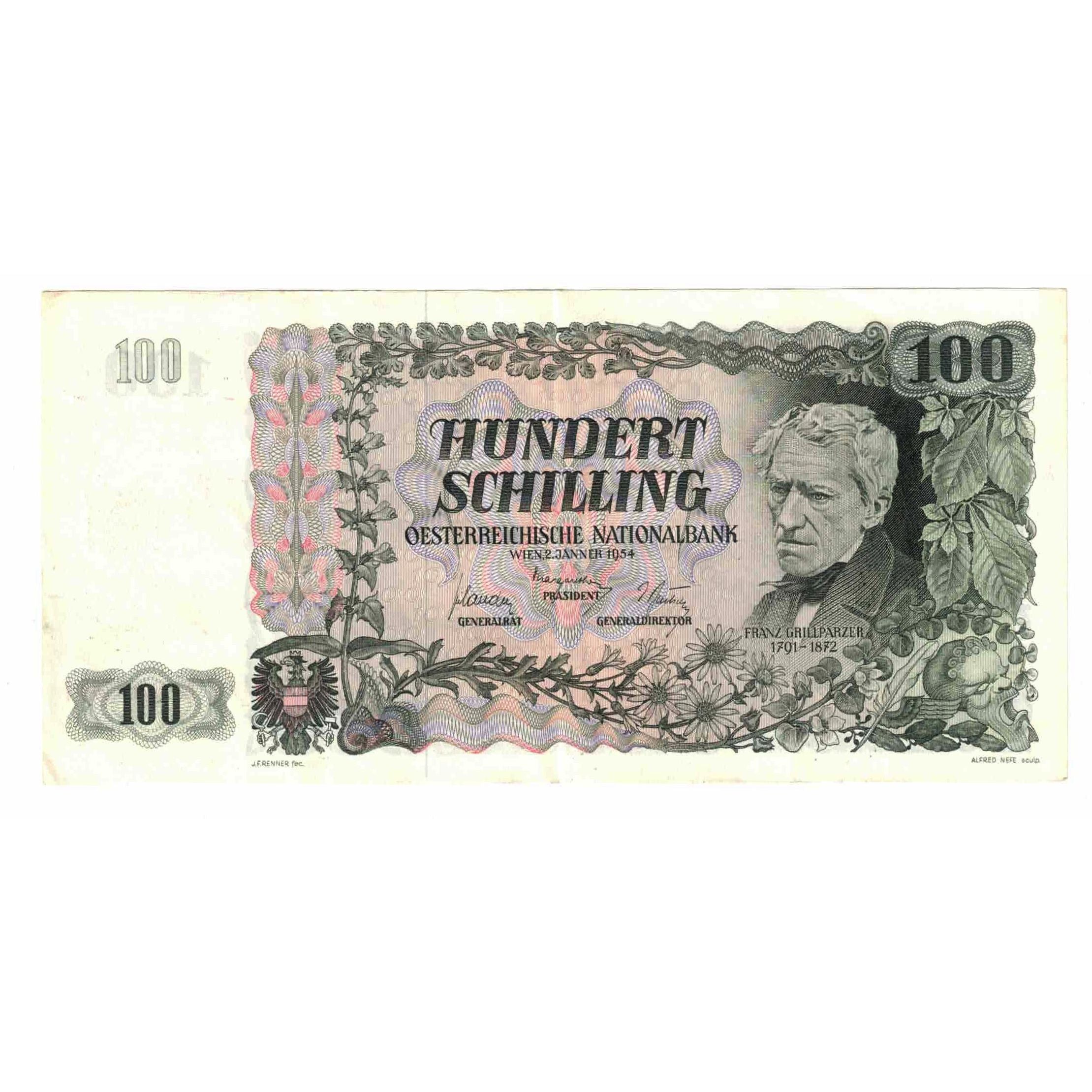 Banknote, Austria, 100 Schilling, 1954, 1954-01-02, KM:133a, AU(50-53)