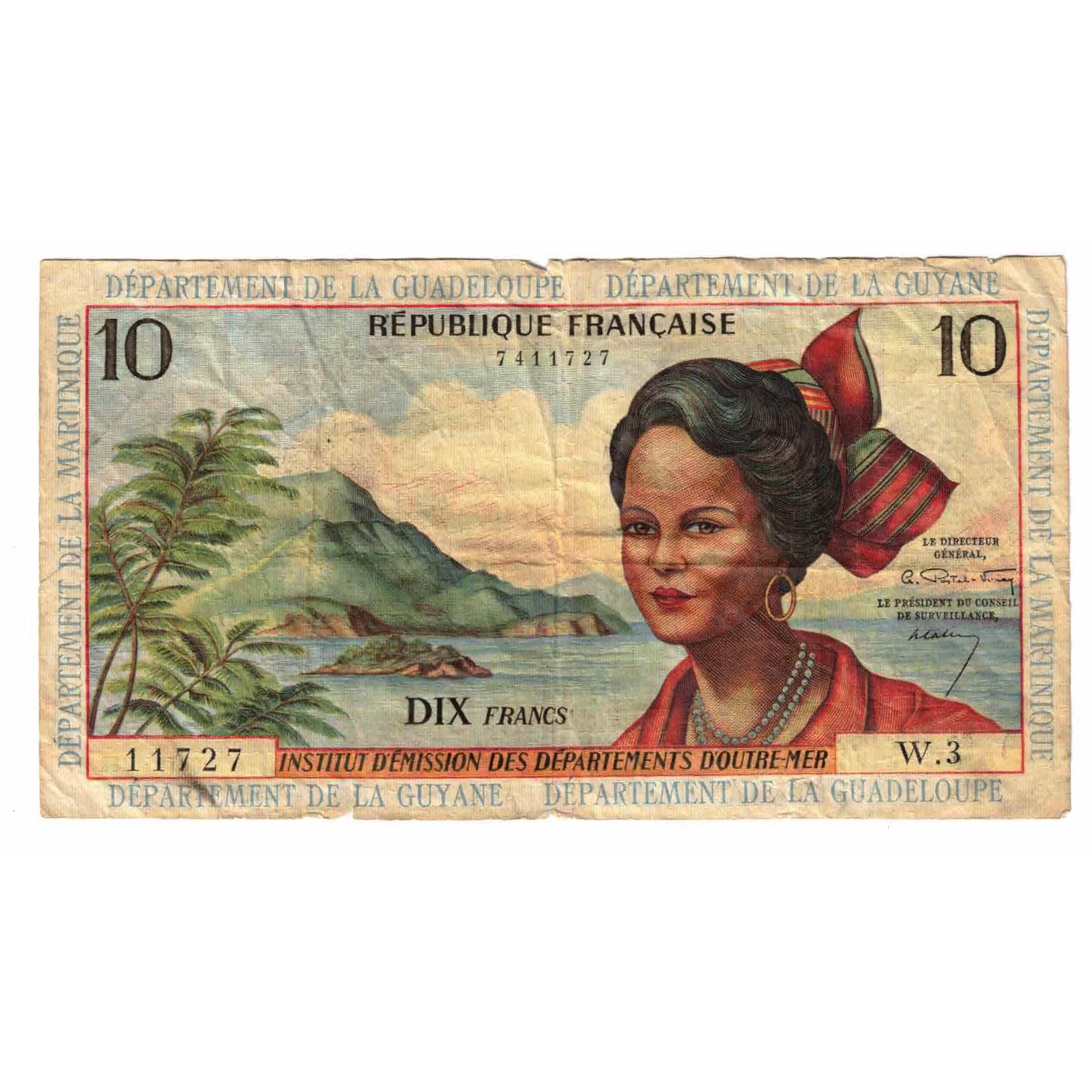 Banknote, French Antilles, 10 Francs, Undated (1964), KM:8a, VF(20-25)