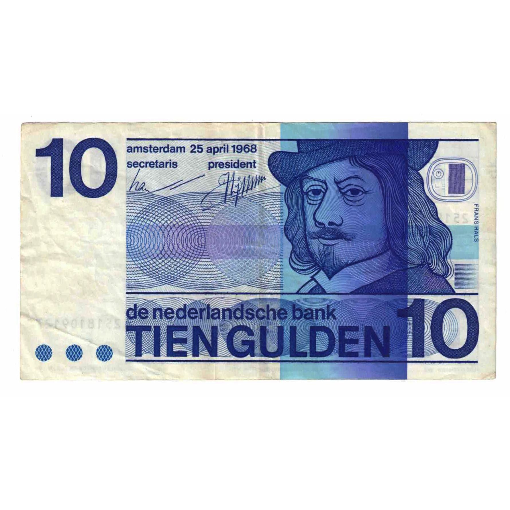Banknote, Netherlands, 10 Gulden, 1968, 1968-04-25, KM:91b, VF(20-25)