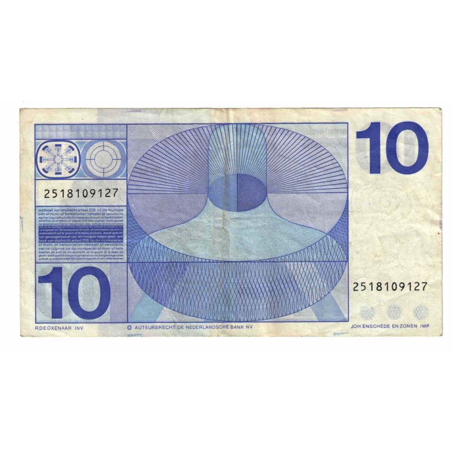 Banknote, Netherlands, 10 Gulden, 1968, 1968-04-25, KM:91b, VF(20-25)