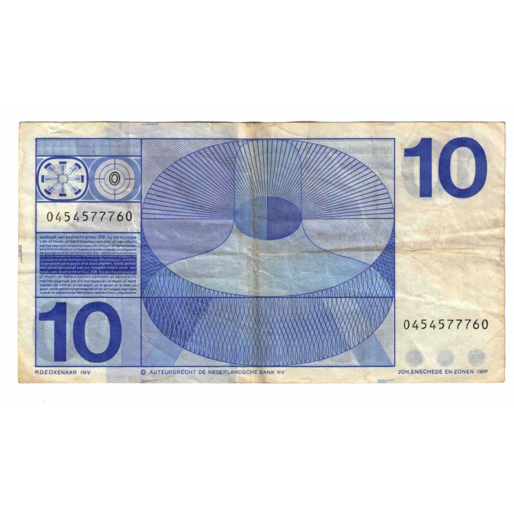 Banknote, Netherlands, 10 Gulden, 1968, 1968-04-25, KM:91a, VF(20-25)