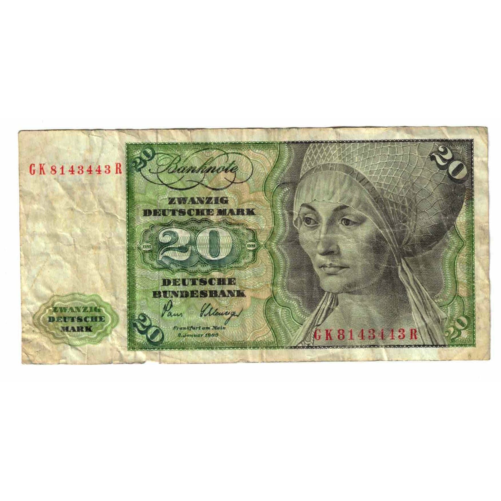 Banknote, GERMANY - FEDERAL REPUBLIC, 20 Deutsche Mark, 1980, 1980-01-02