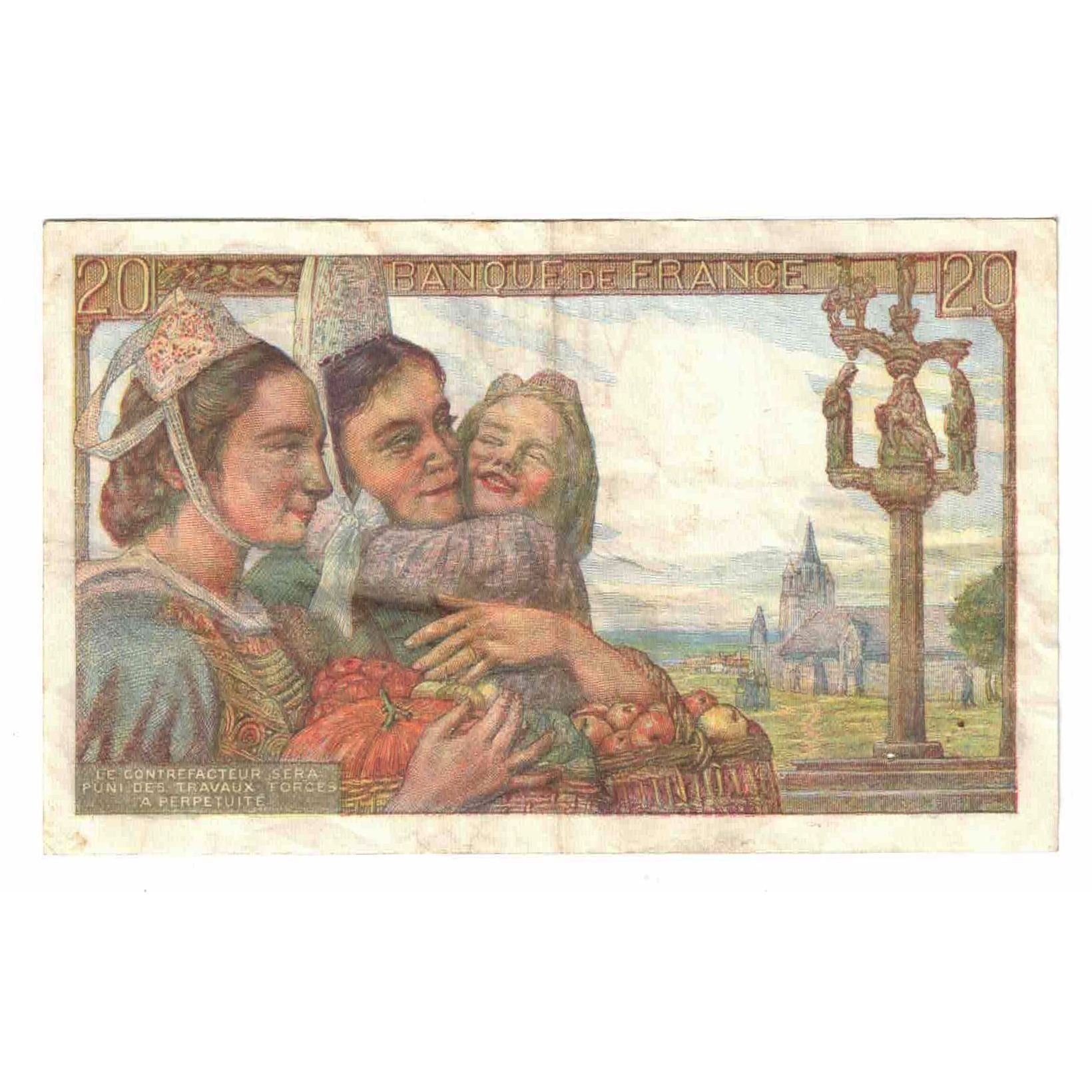 France, 20 Francs, Pêcheur, 1948, F.175, AU(50-53), Fayette:13.12, KM:100c