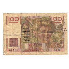 Francja, 100 Francs, Jeune Paysan, 1954, H.599, AG(1-3), Fayette:28.43, KM:128e