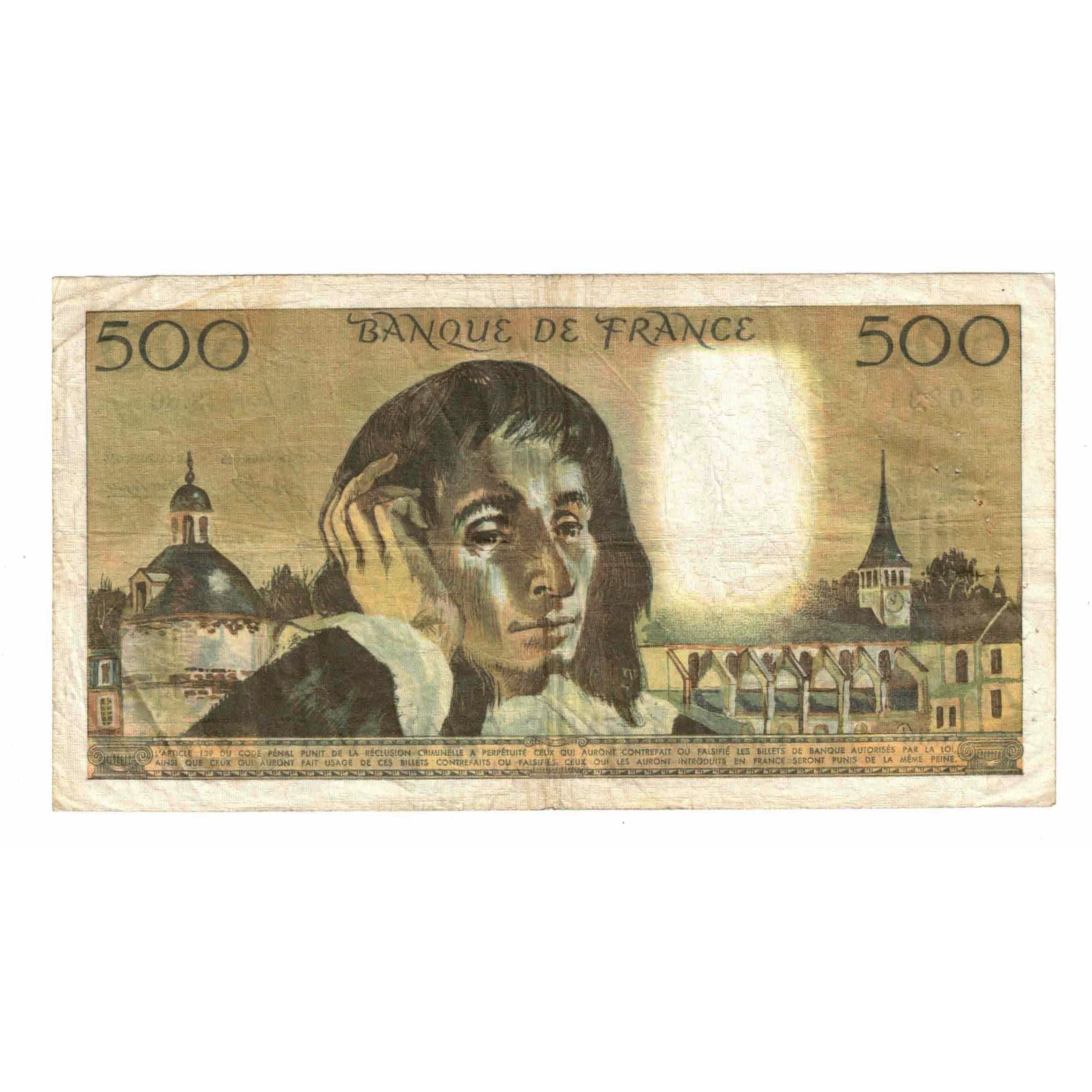 France, 500 Francs, Pascal, 1973, S.30, VF(20-25), Fayette:71.9, KM:156b