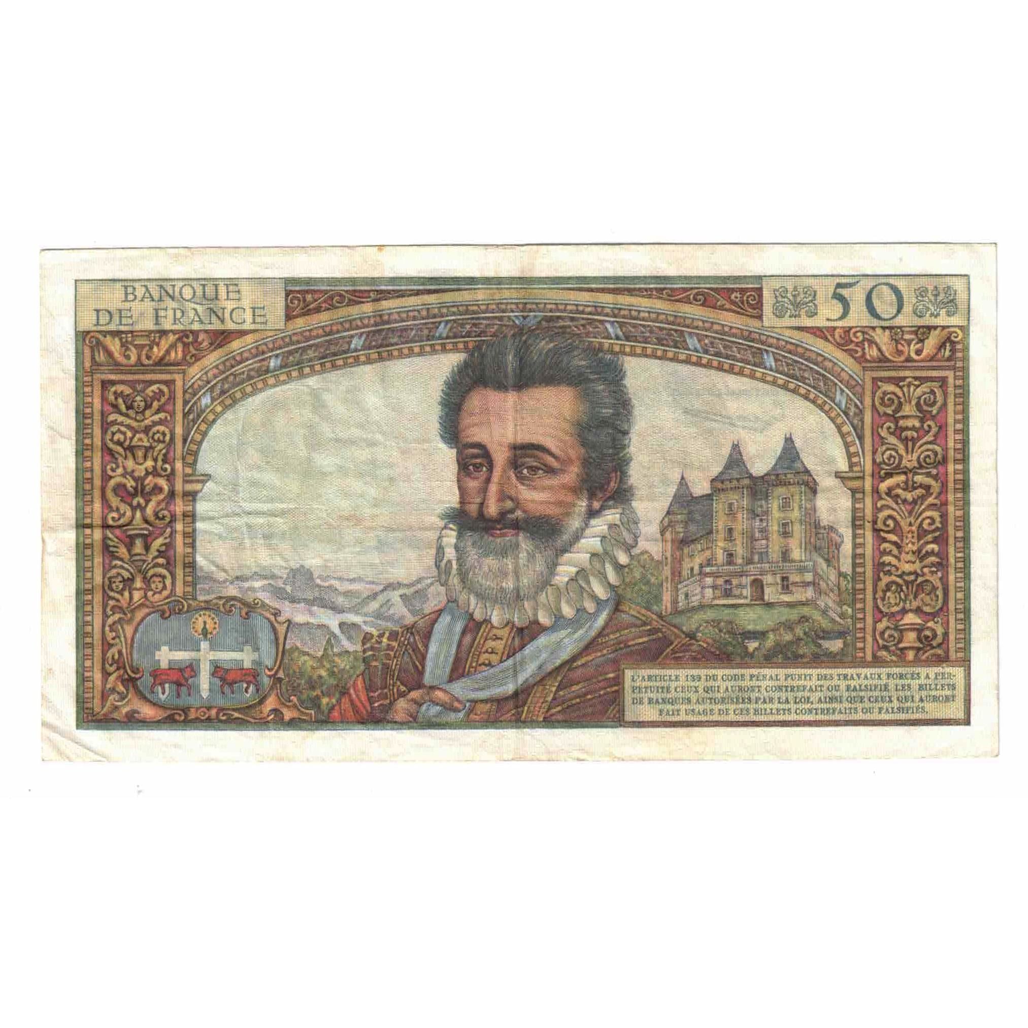 France, 50 Nouveaux Francs, Henri IV, 1959, X.38, EF(40-45), Fayette:58.4