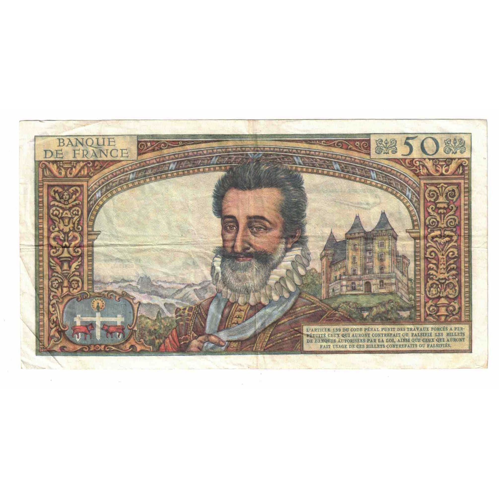 France, 50 Nouveaux Francs, Henri IV, 1959, X.38, EF(40-45), Fayette:58.4