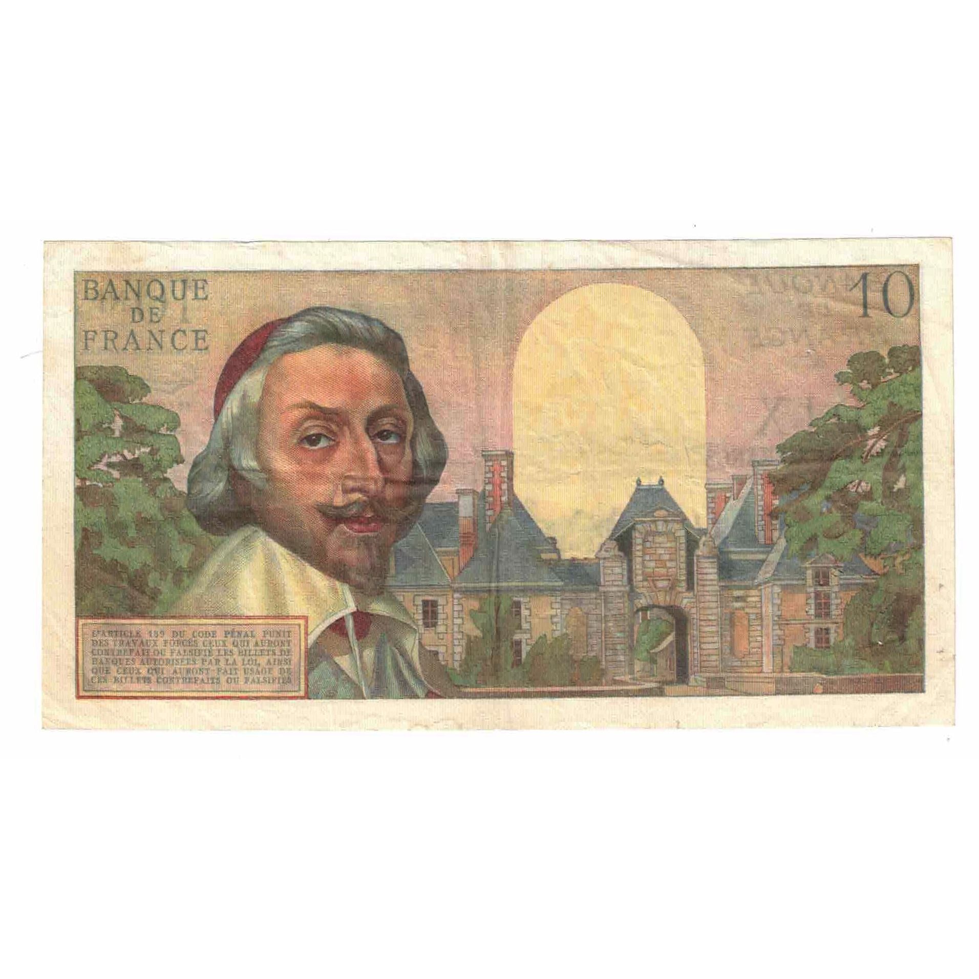 France, 10 Nouveaux Francs, Richelieu, 1960, J.140, AU(50-53), Fayette:57.12