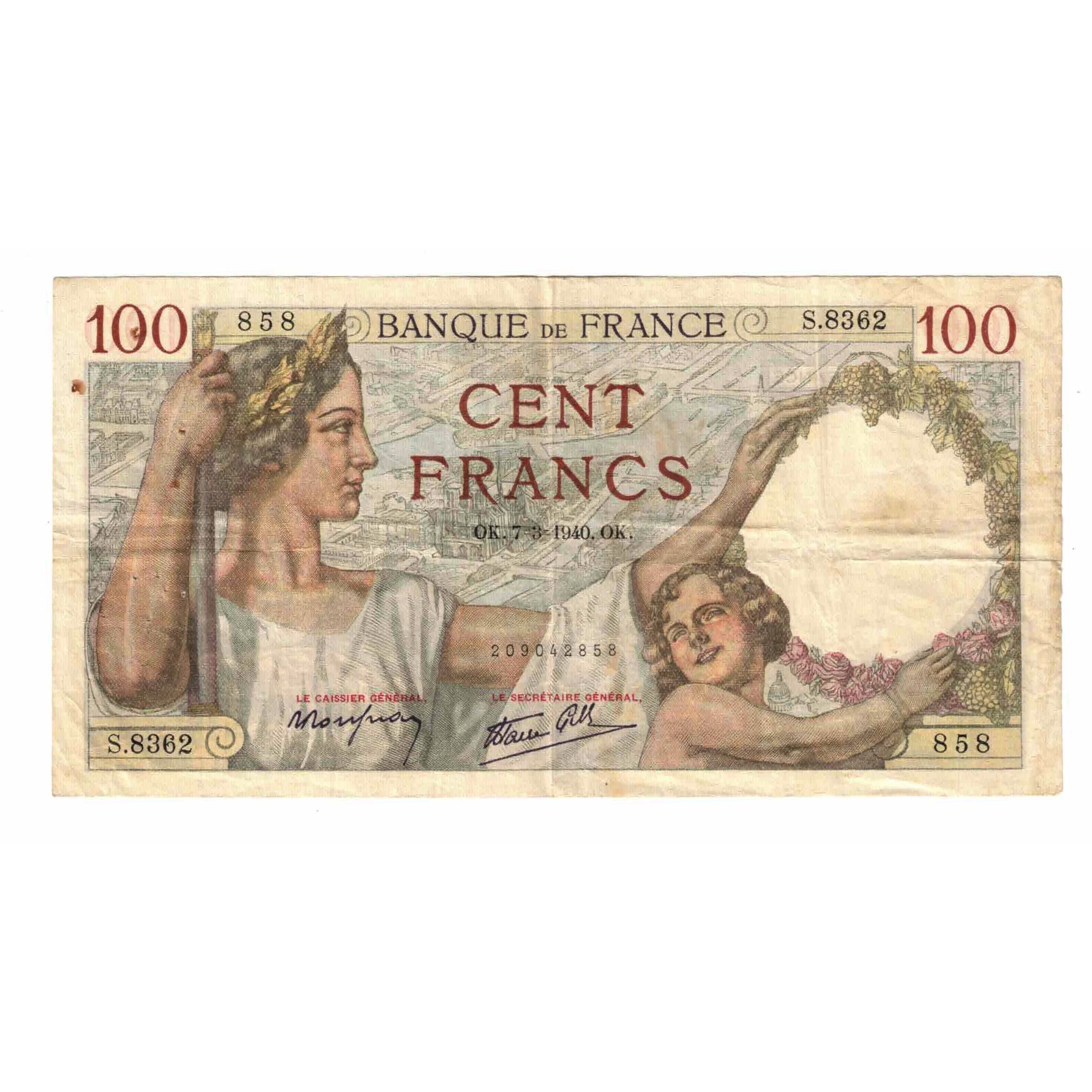 Francia, 100 Francs, Sully, 1940, S.8362, MB+, Fayette:26.24, KM:94
