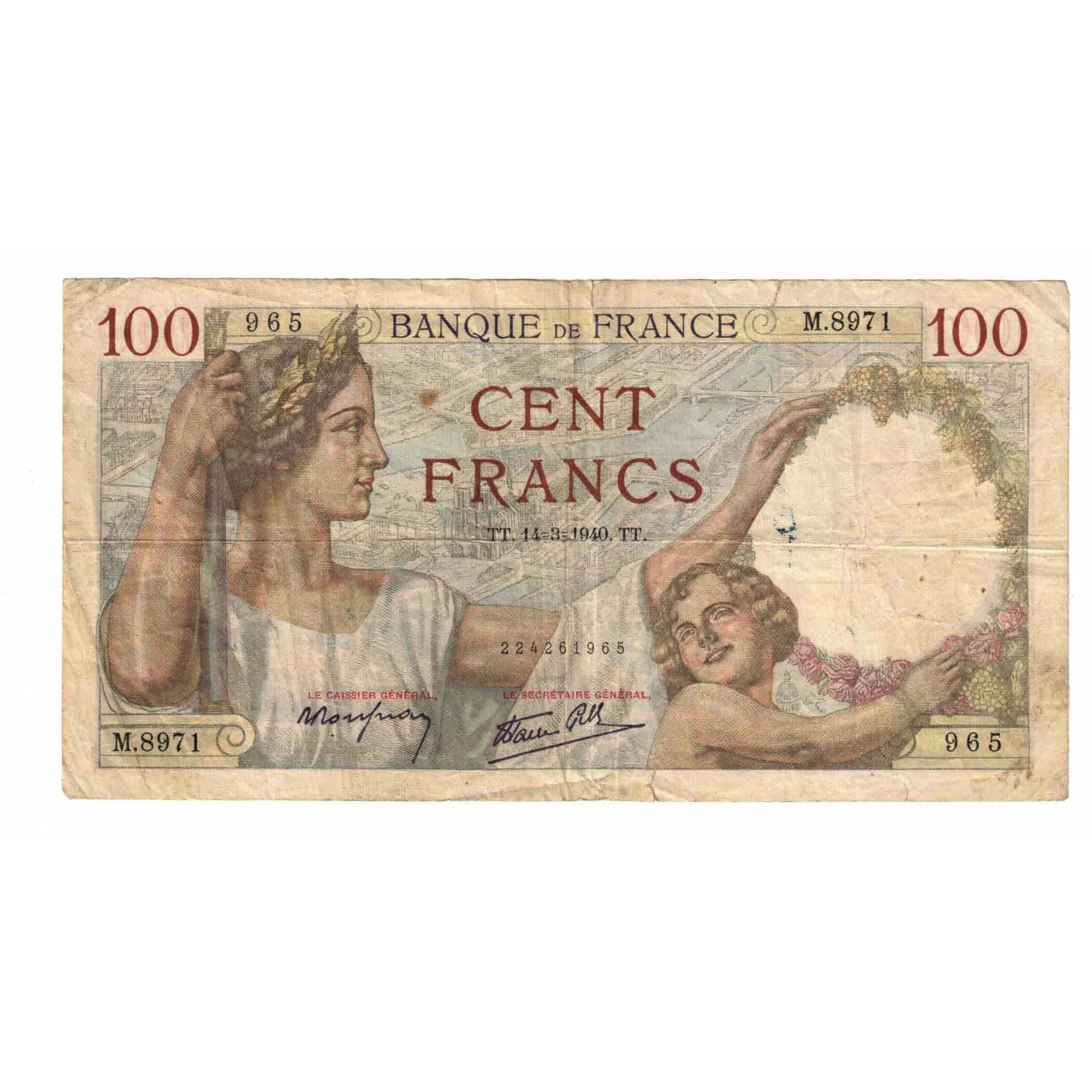 Frankrijk, 100 Francs, Sully, 1940, M.8971, TB, Fayette:26.25, KM:94