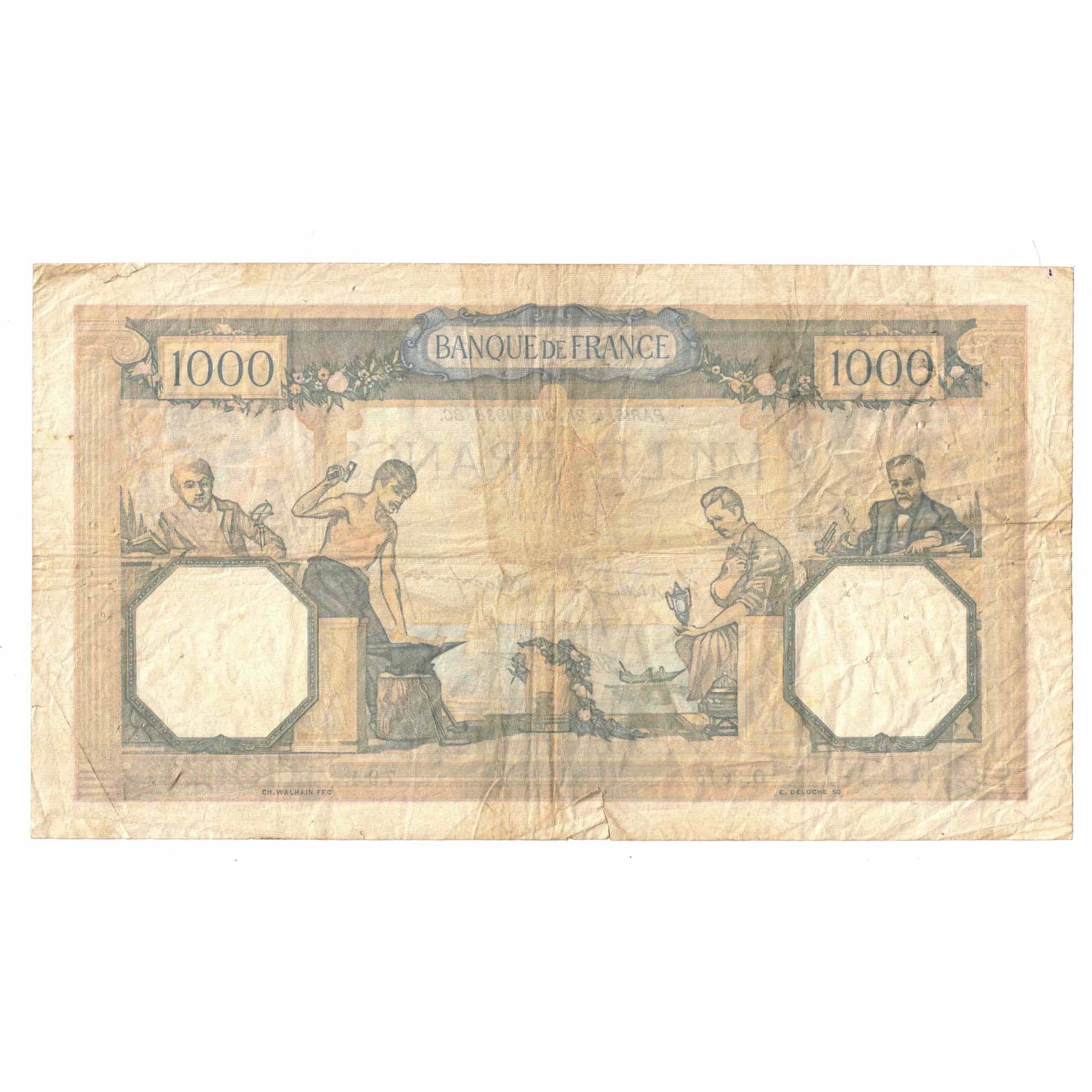 France, 1000 Francs, Cérès et Mercure, 1938, O.3615, TB+, Fayette:38.24
