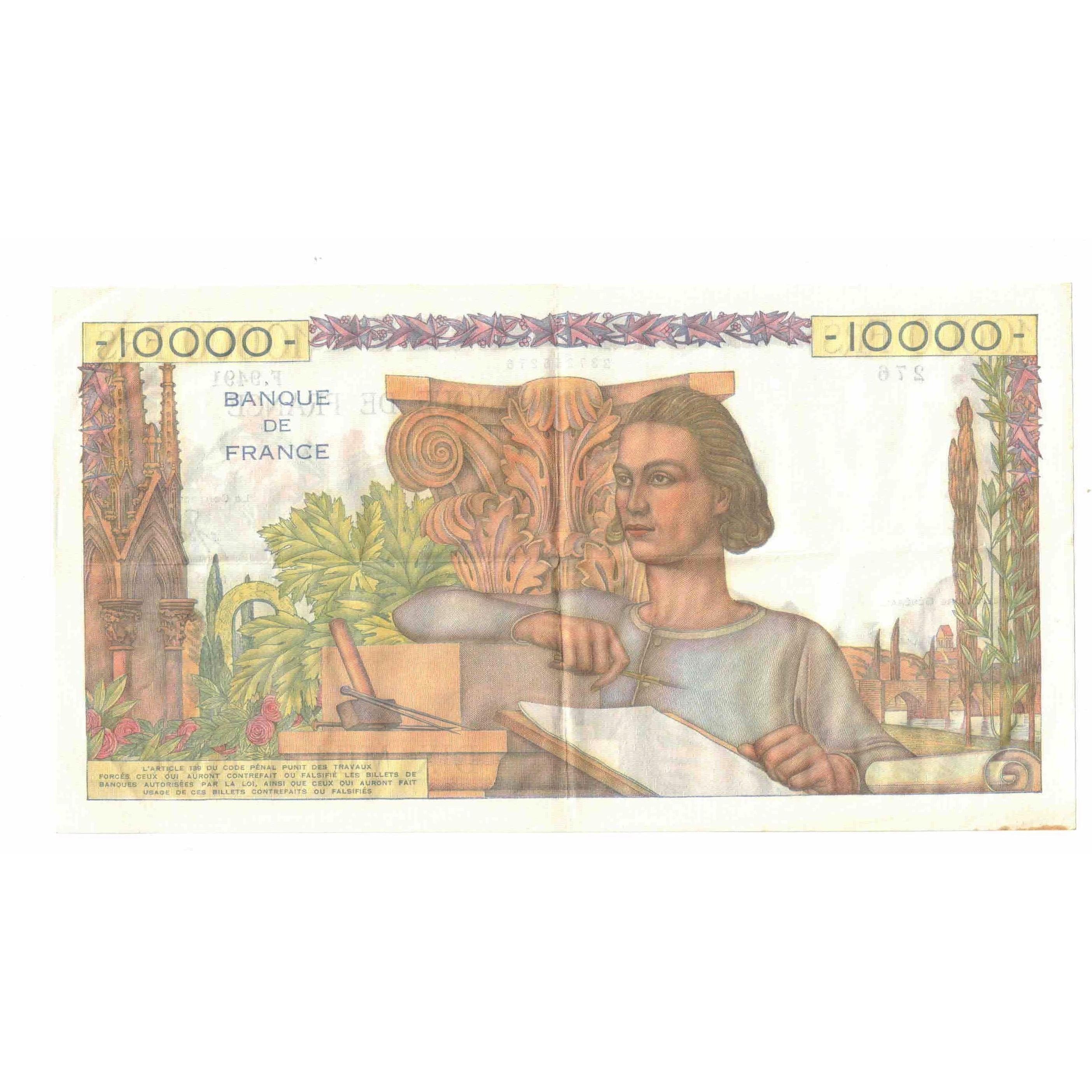 Frankreich, 10,000 Francs, Génie Français, 1955, F.9491, SS+, Fayette:50.76