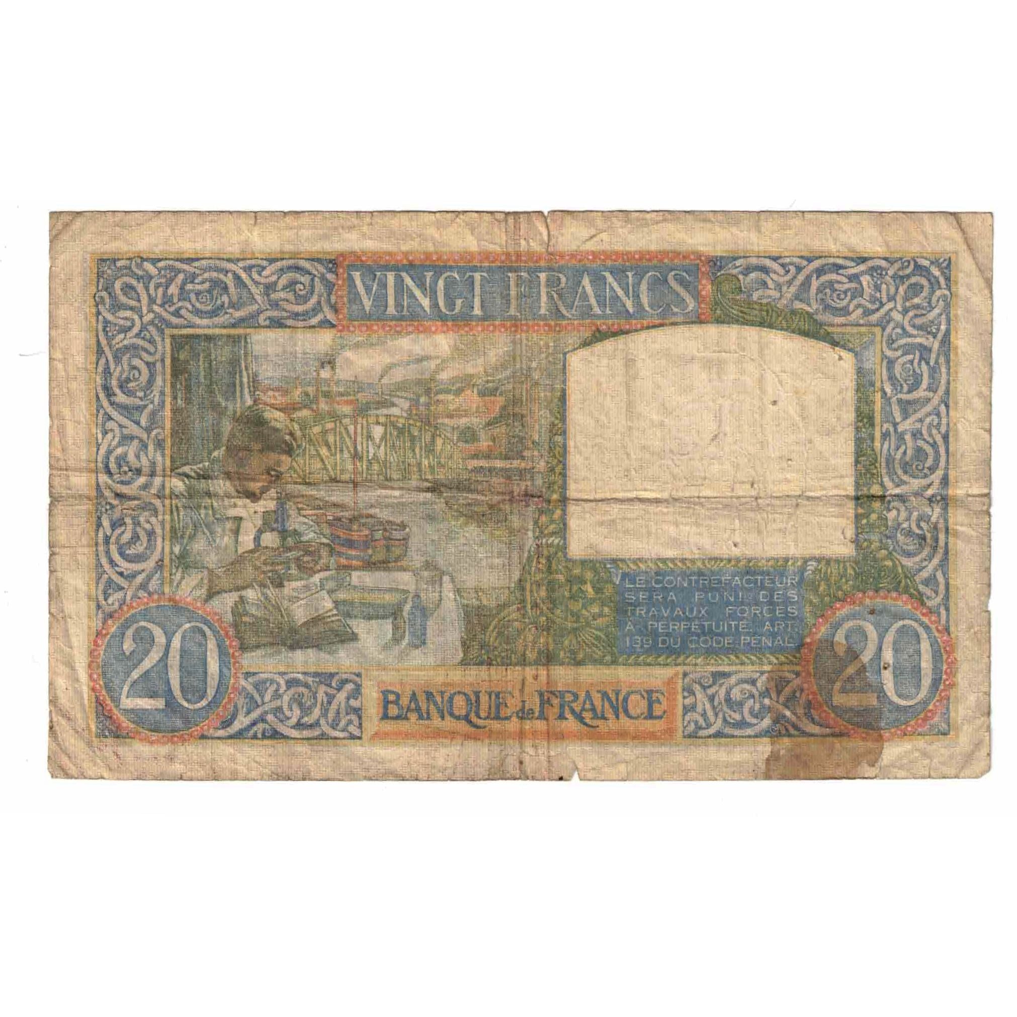Frankreich, 20 Francs, Science et Travail, 1940, D.2663, SGE+, Fayette:12.11