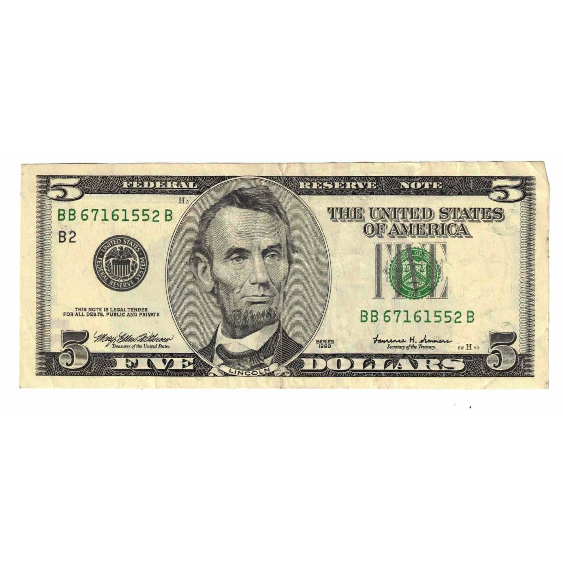 Banknote, United States, 5 Dollars, 1999, EF(40-45)