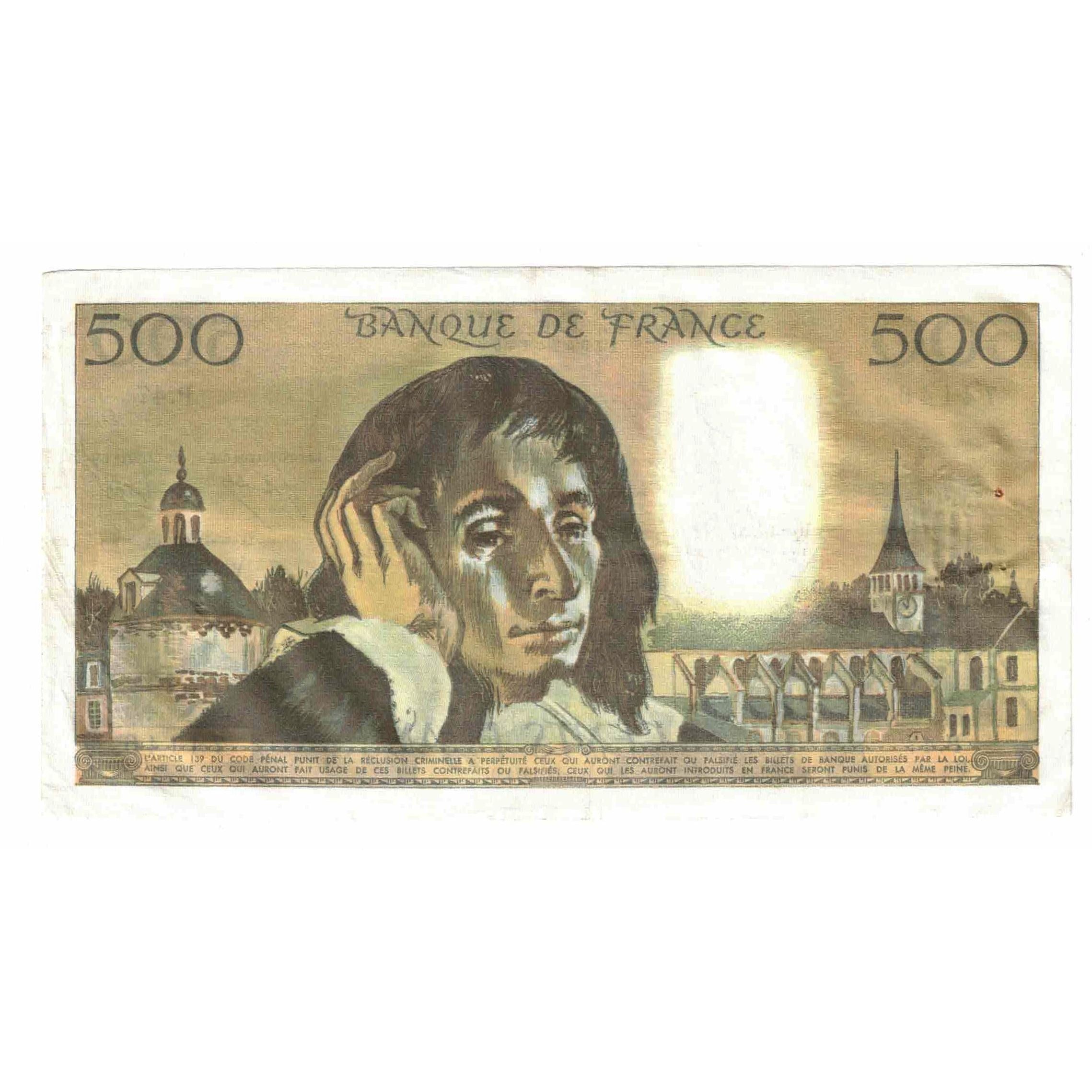 Francja, 500 Francs, Pascal, 1974, P.47, AU(50-53), Fayette:71.12, KM:156c