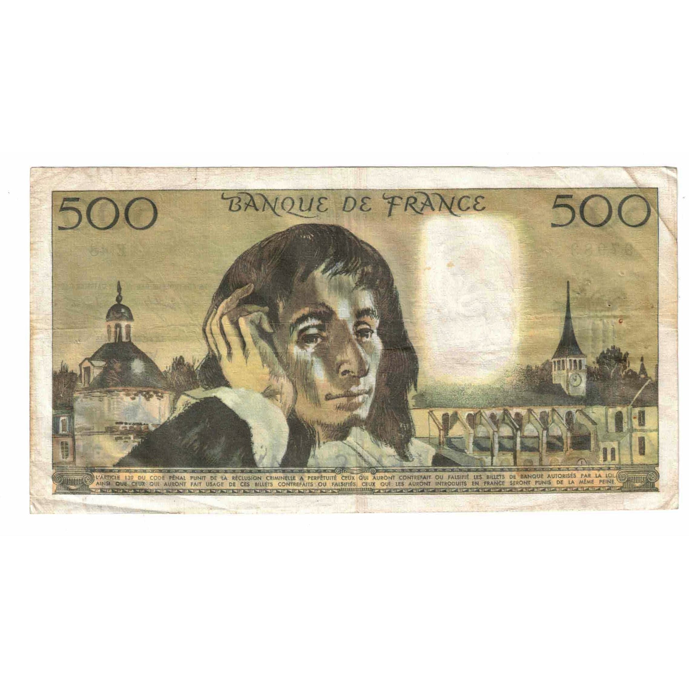 France, 500 Francs, Pascal, 1974, E.48, VF(20-25), Fayette:71.12, KM:156c