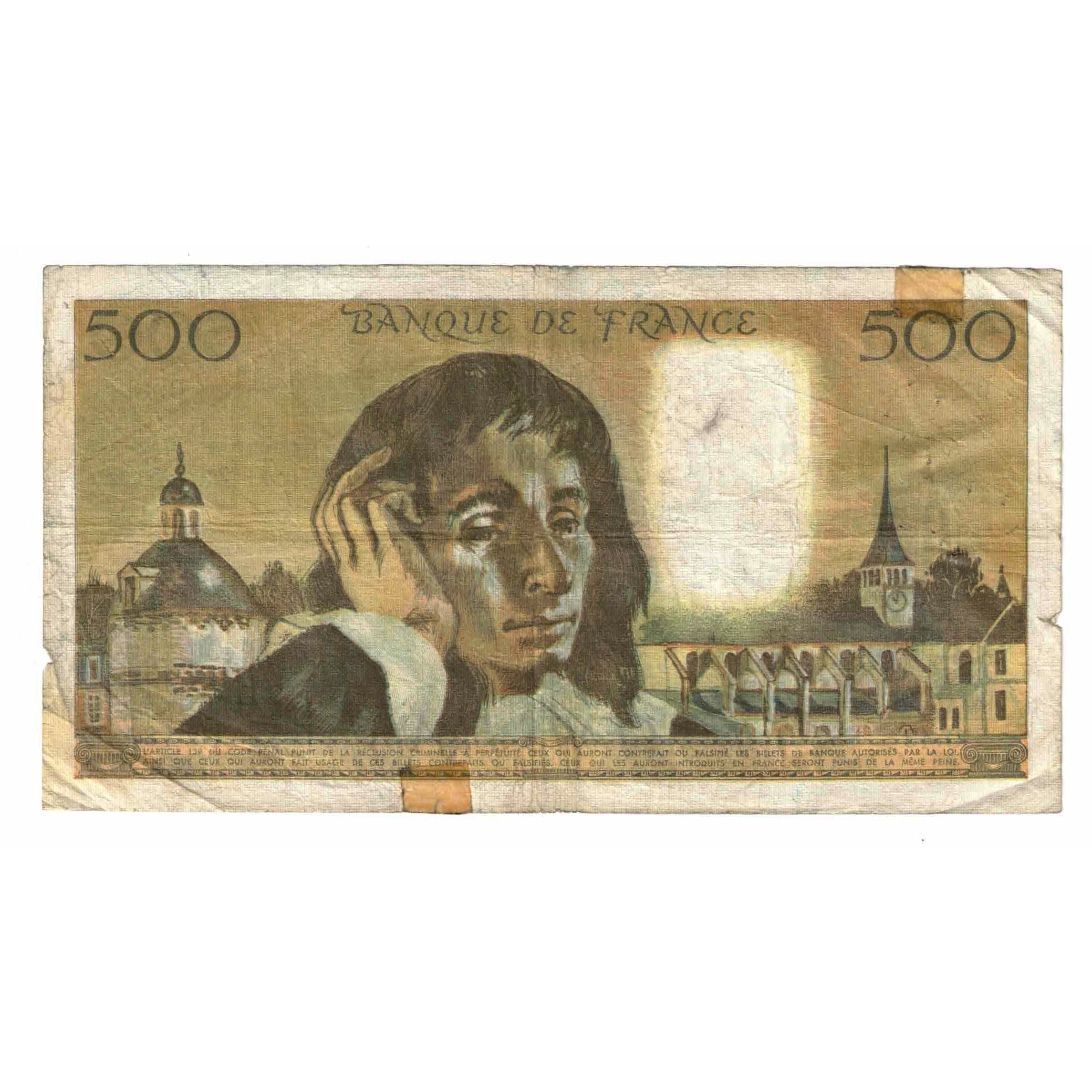 Frankrijk, 500 Francs, Pascal, 1974, O.43, B+, Fayette:71.11, KM:156b
