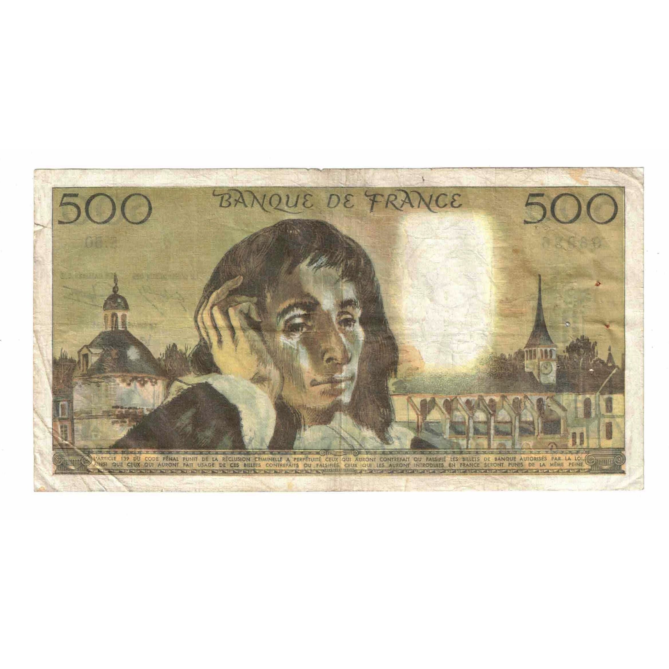 France, 500 Francs, Pascal, 1975, S.50, VF(20-25), Fayette:71.13, KM:156c