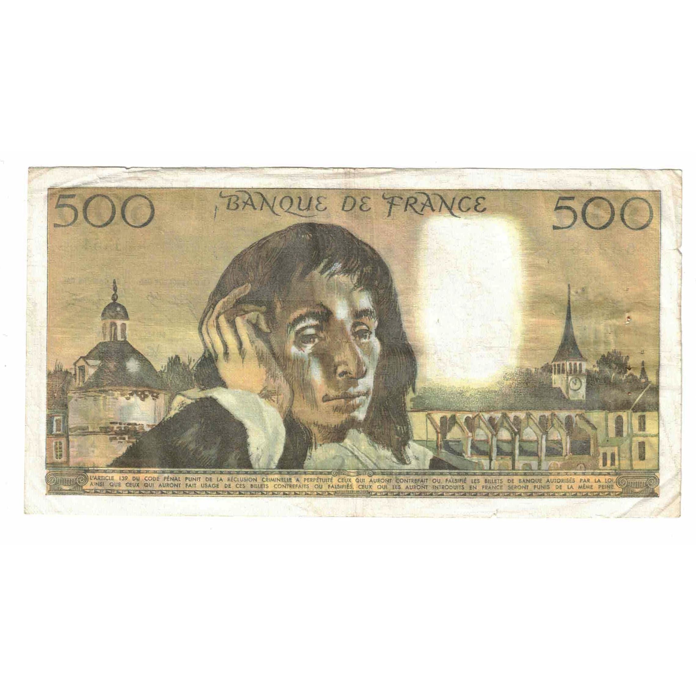 Francia, 500 Francs, Pascal, 1975, E.54, B+, Fayette:71.13, KM:156c