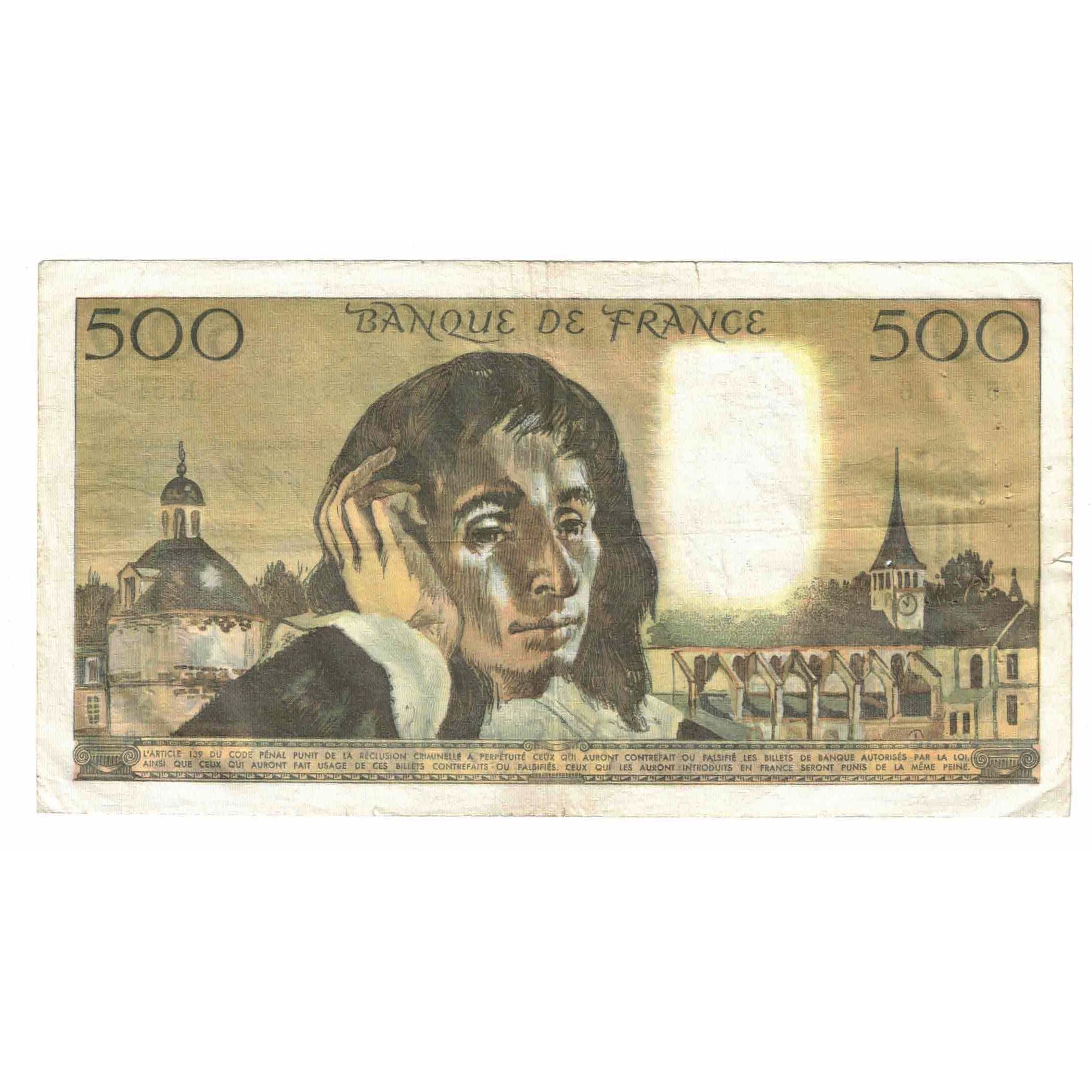 Francja, 500 Francs, Pascal, 1975, K.54, F(12-15), Fayette:71.13, KM:156c