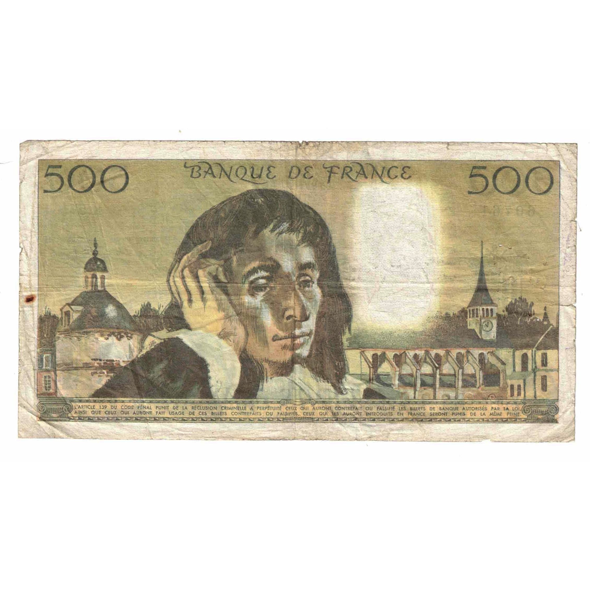 Francia, 500 Francs, Pascal, 1976, K.57, B+, Fayette:71.14, KM:156d