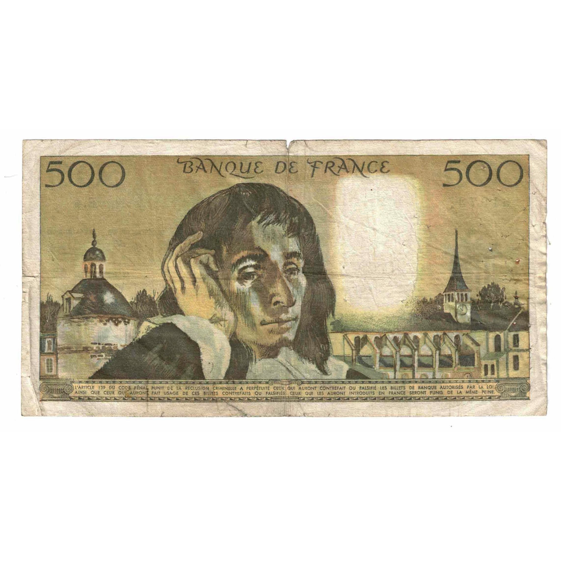 Francia, 500 Francs, Pascal, 1968, E.4, B, Fayette:71.1, KM:156a