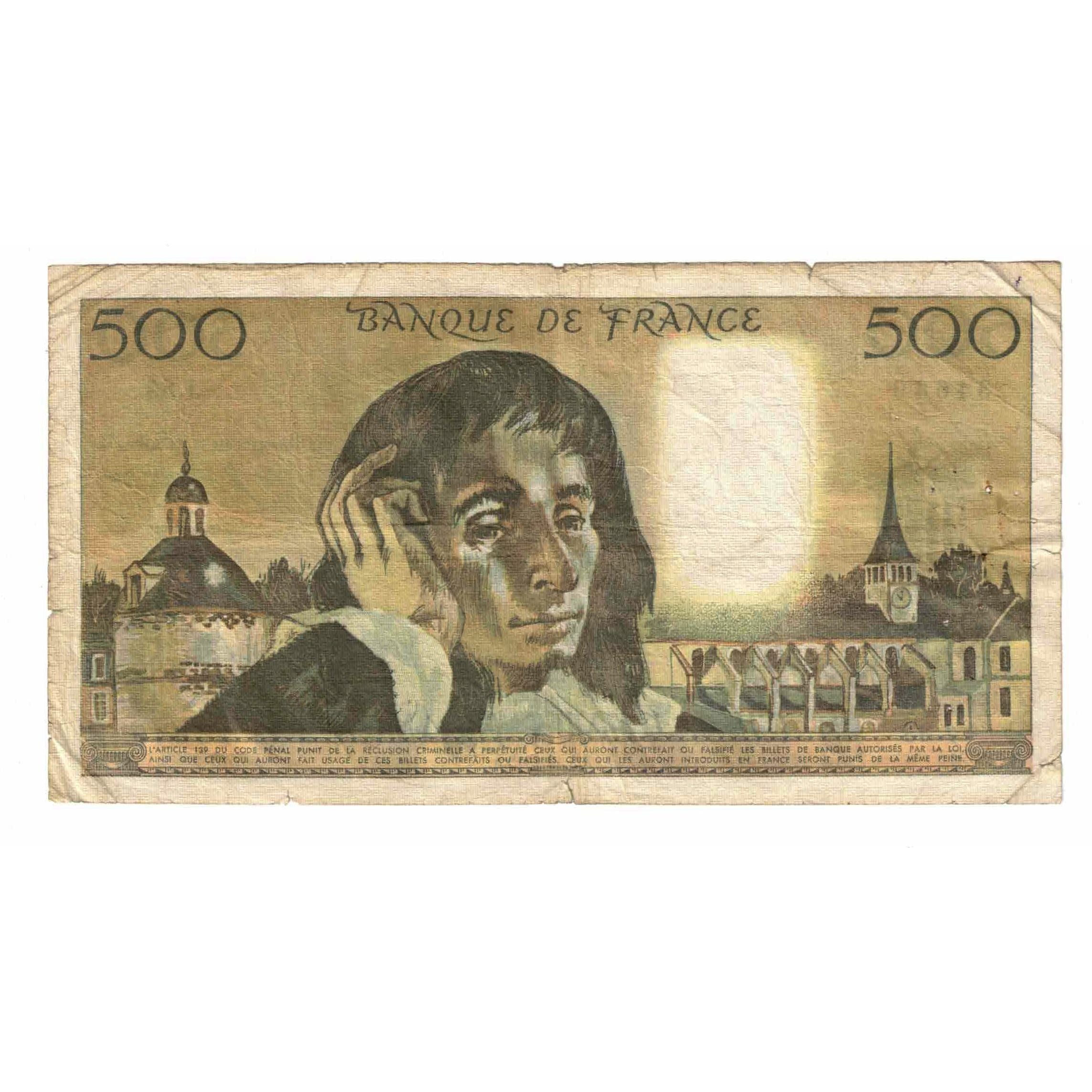 France, 500 Francs, Pascal, 1973, J.33, F(12-15), Fayette:71.10, KM:156b