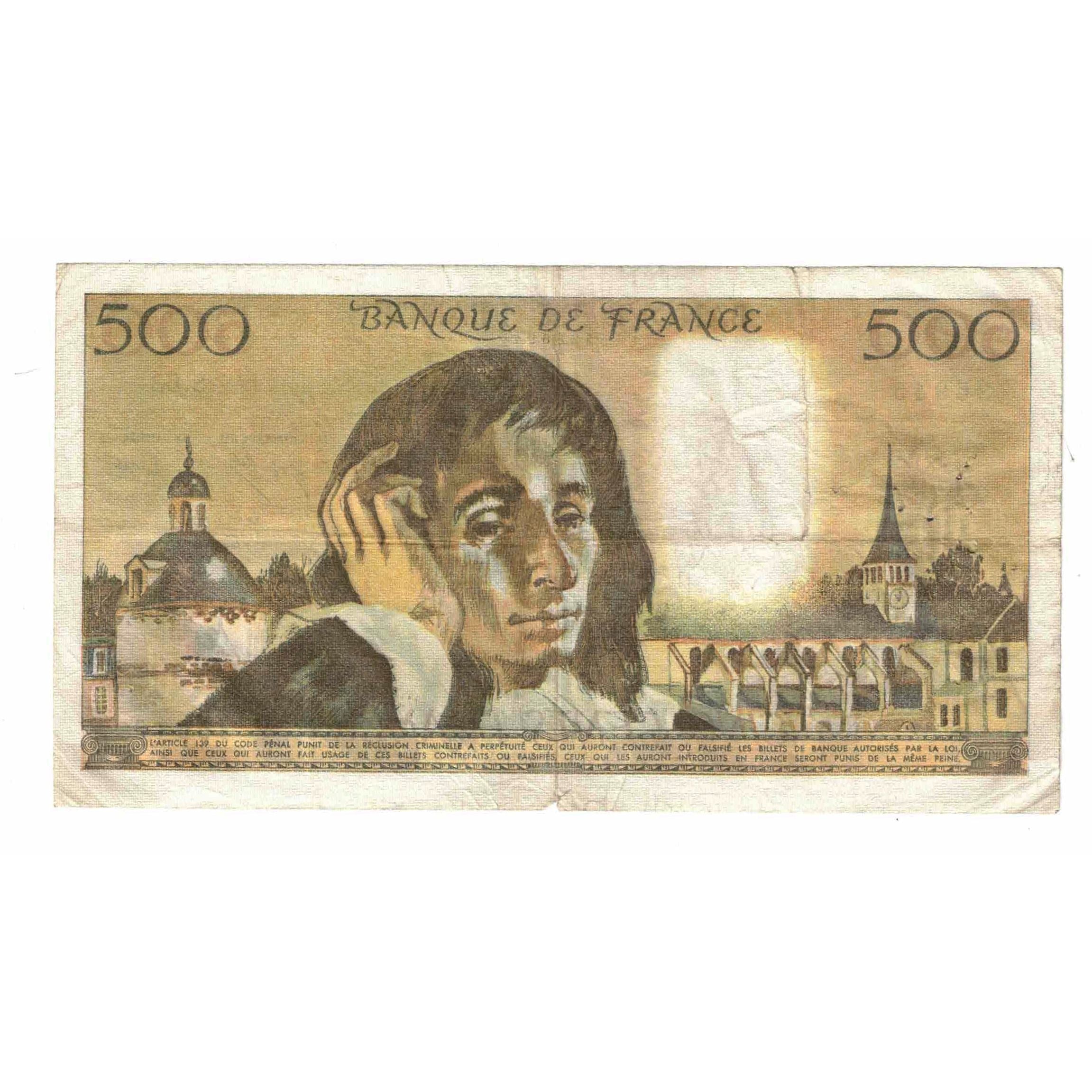 France, 500 Francs, Pascal, 1976, S.62, VF(20-25), Fayette:71.15, KM:156d
