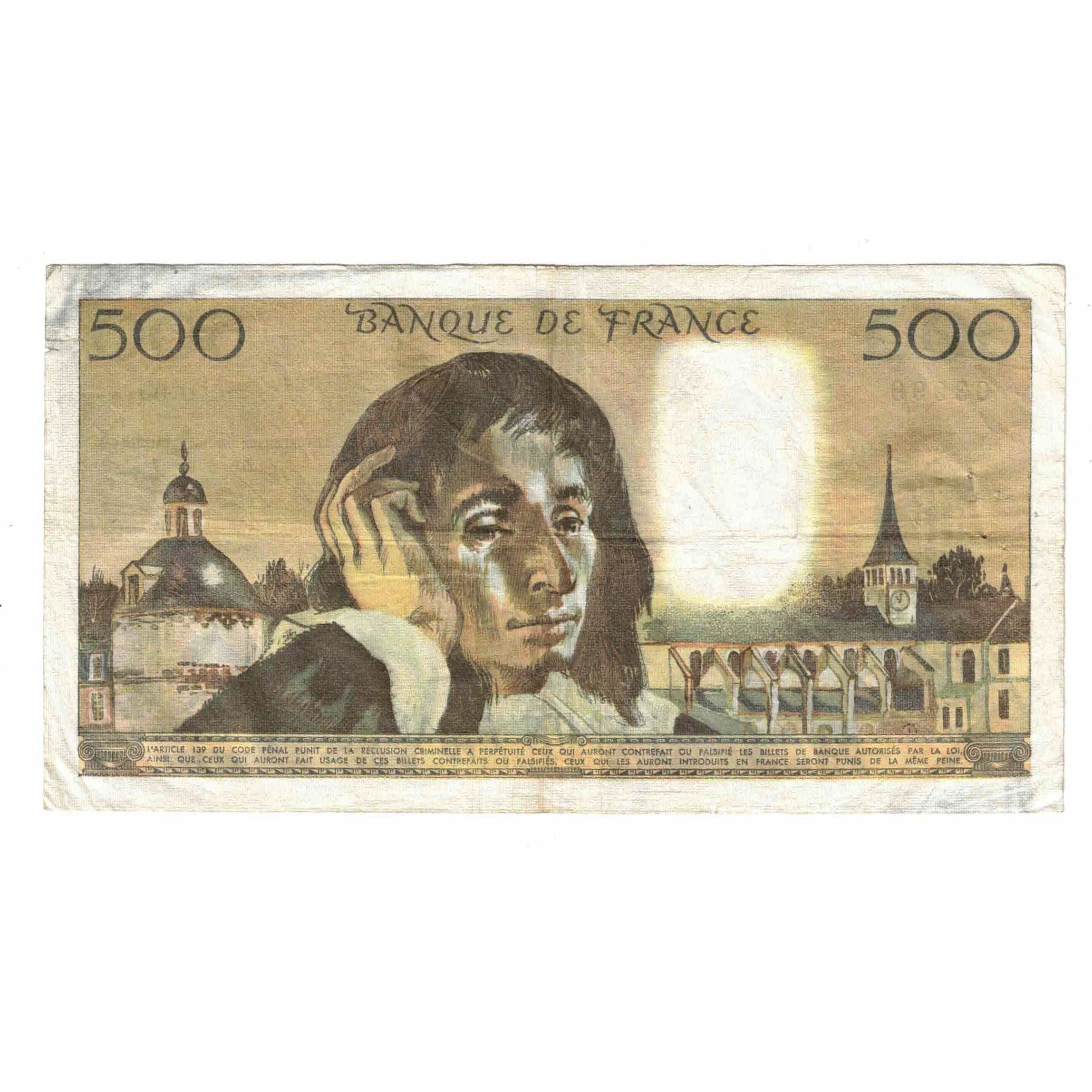 France, 500 Francs, Pascal, 1976, D.65, TB, Fayette:71.15, KM:156d