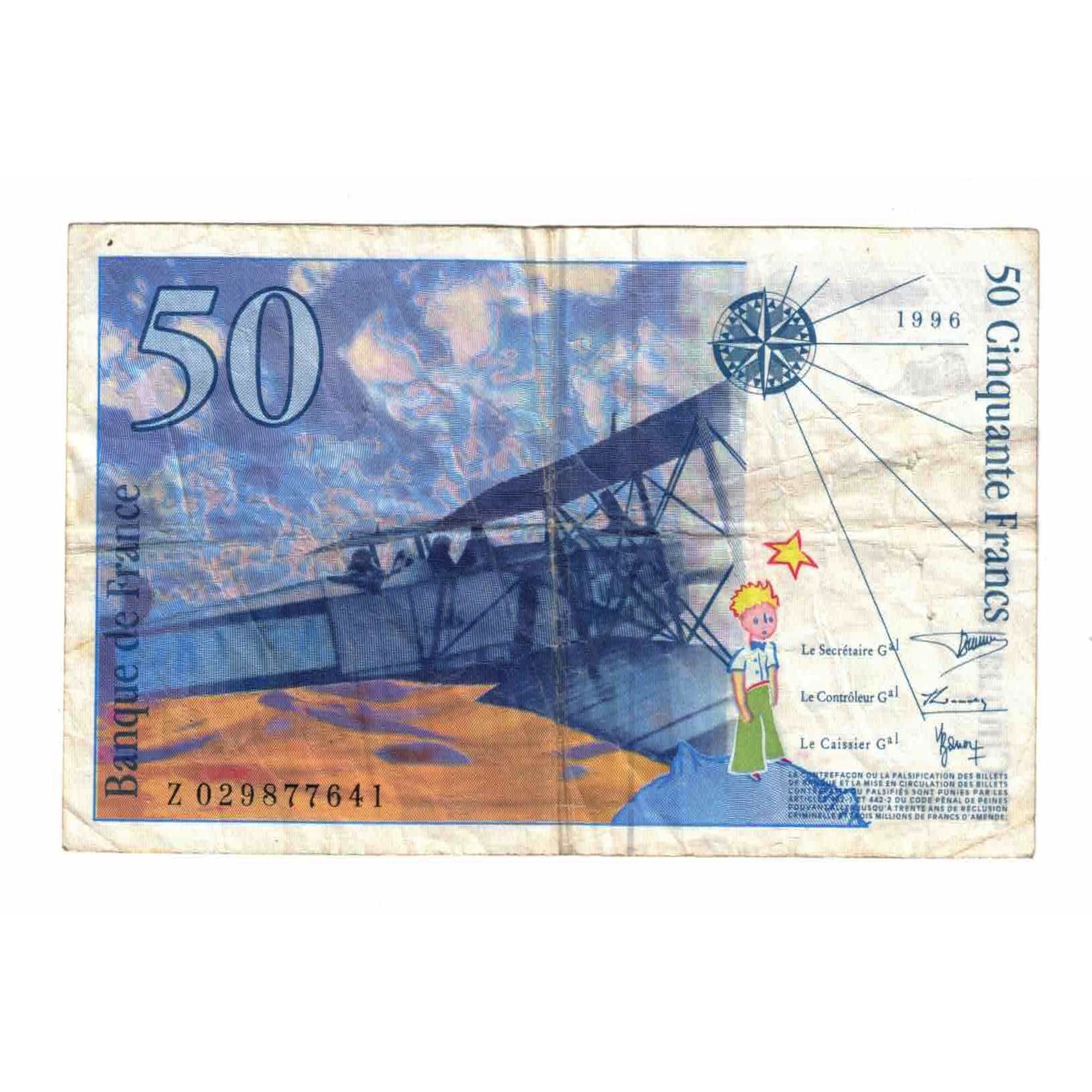 Frankreich, 50 Francs, St Exupéry, 1996, Z.02, S, Fayette:73.2, KM:157Ab