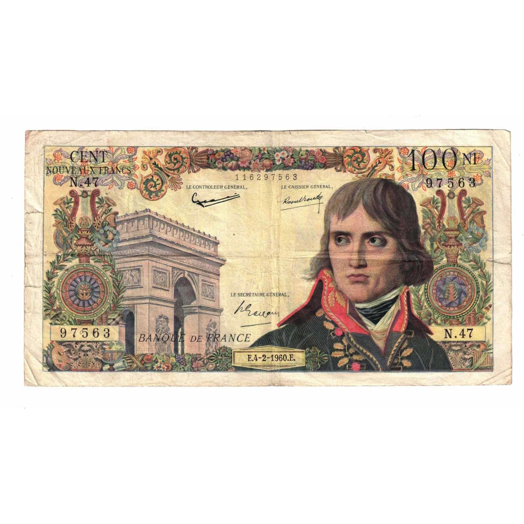 Francja, 100 Nouveaux Francs, Bonaparte, 1960, N.47, VG(8-10), Fayette:59.05