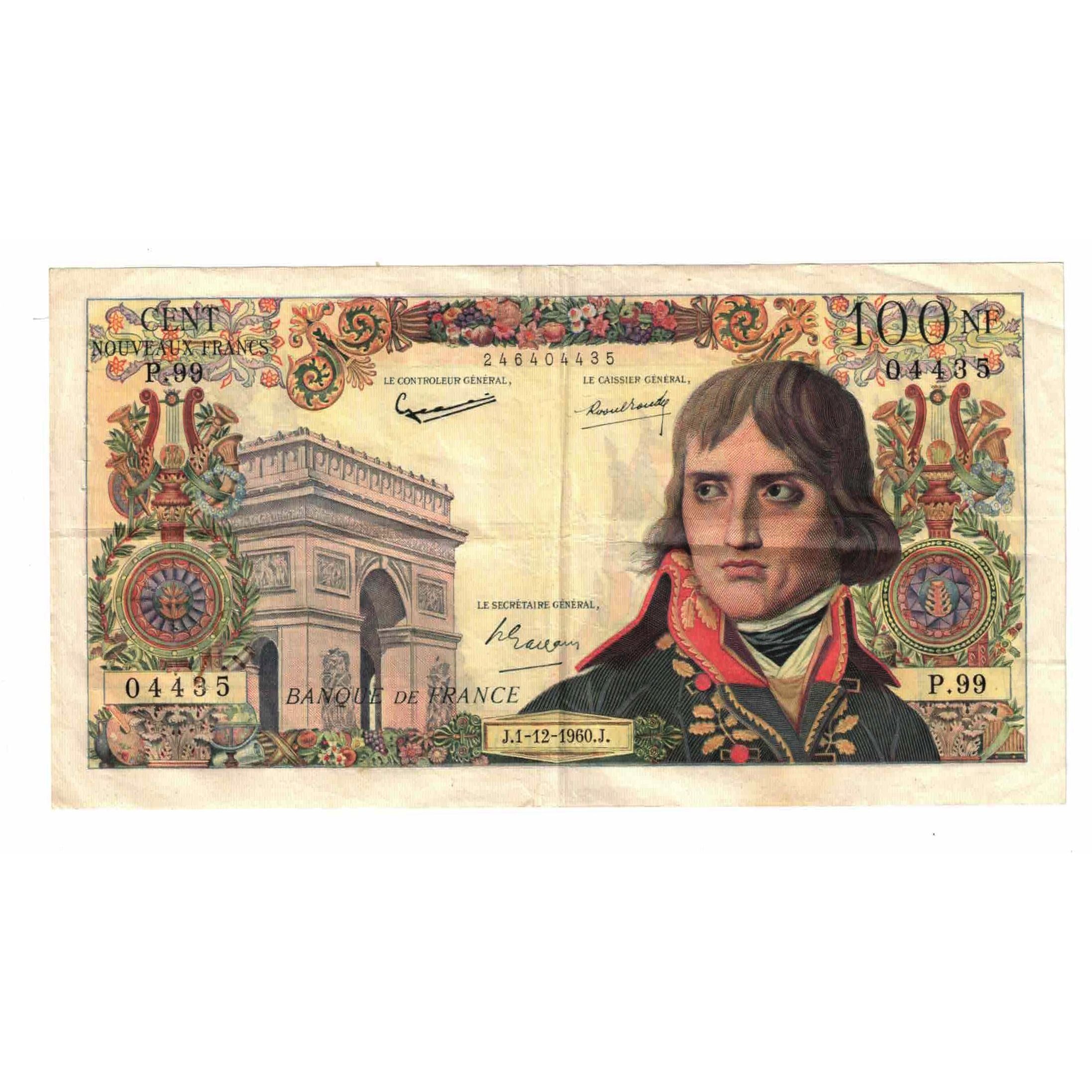 Francia, 100 Nouveaux Francs, Bonaparte, 1960, P.99, MB+, Fayette:59.09, KM:144a