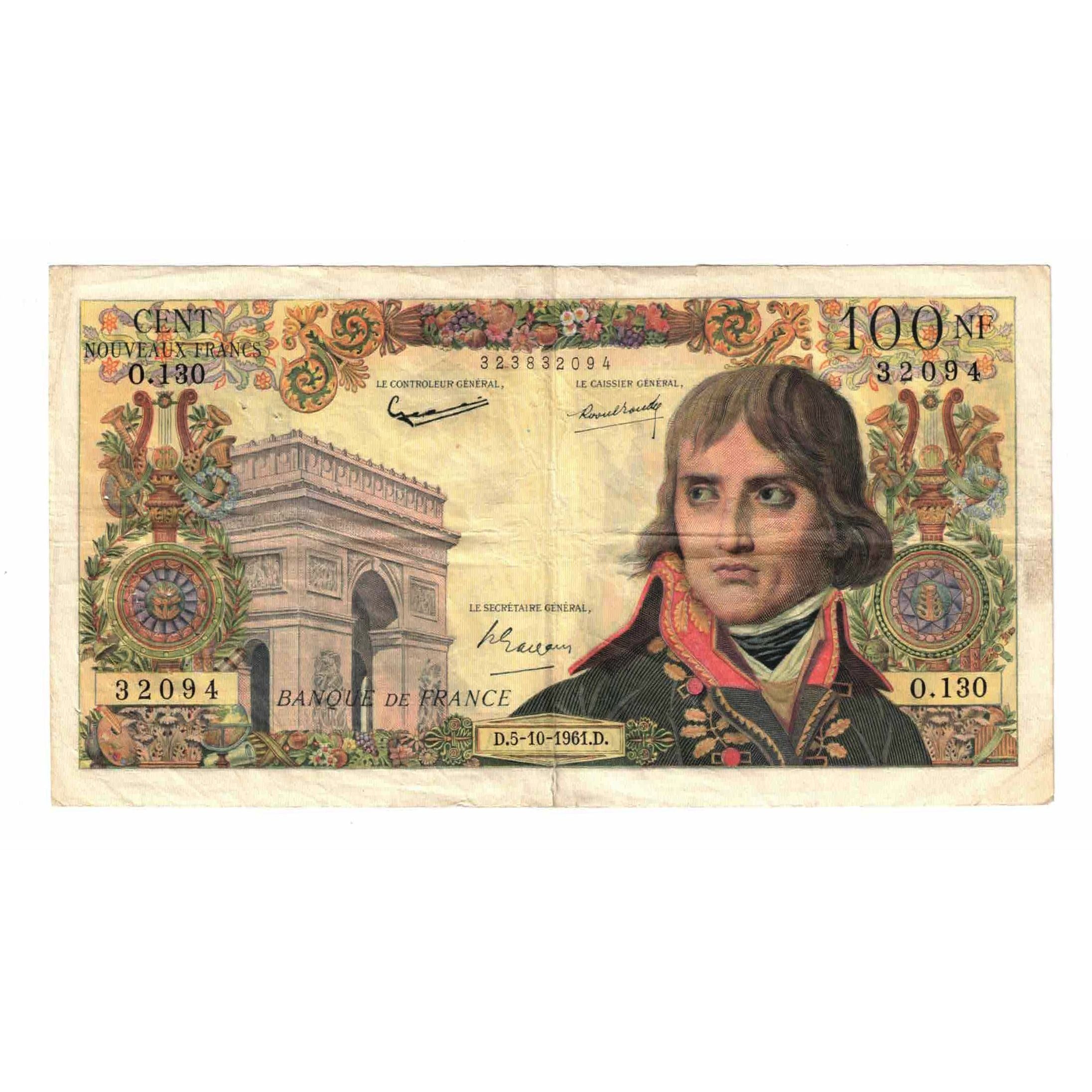 France, 100 Nouveaux Francs, Bonaparte, 1961, O.130, VF(30-35), Fayette:59.12