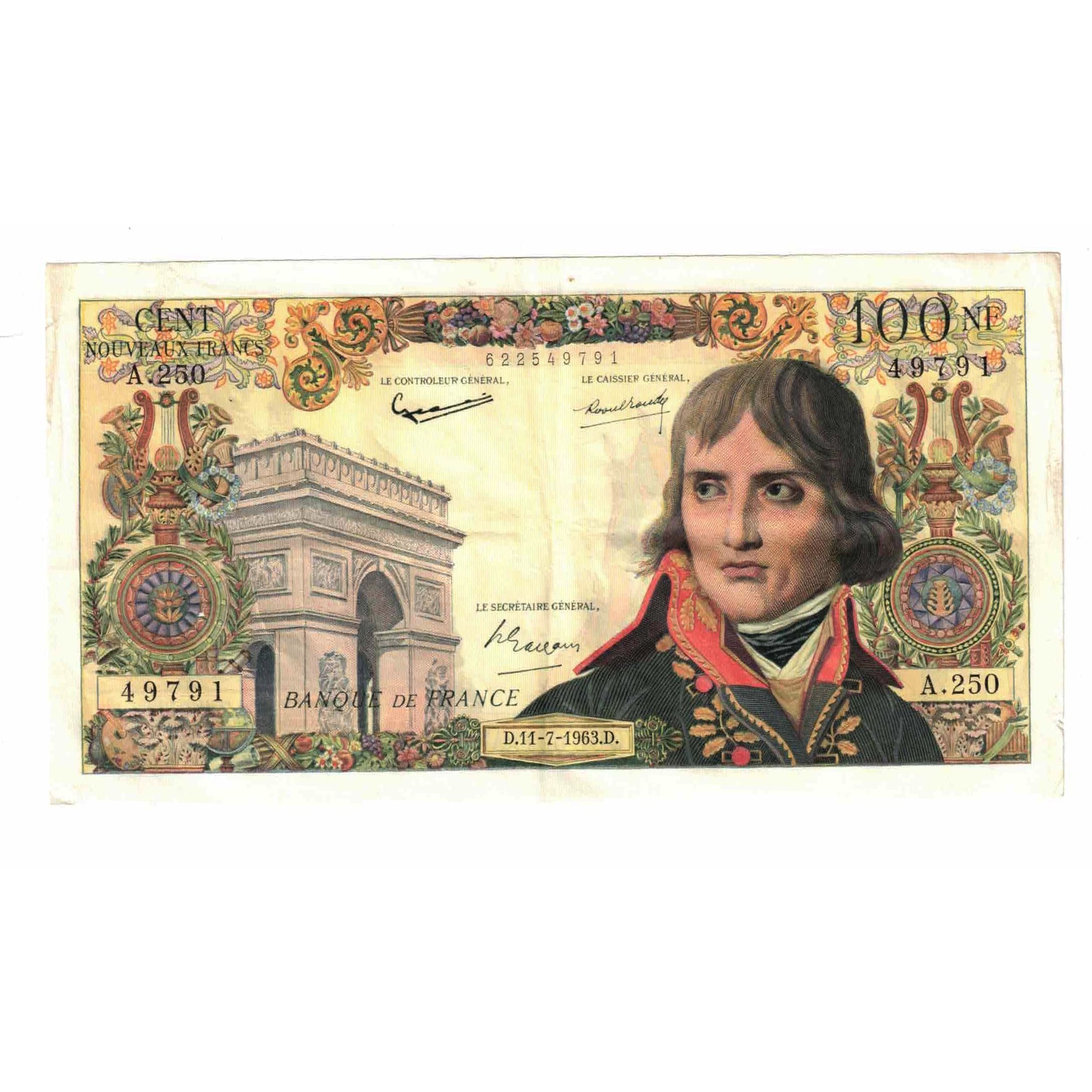 France, 100 Nouveaux Francs, Bonaparte, 1963, A.250, VF(30-35), Fayette:59.22