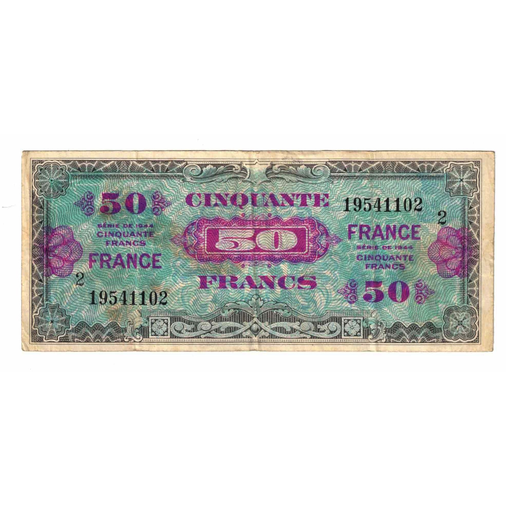 France, 50 Francs, Flag/France, 1944, Serie 2, VF(30-35), Fayette:VF24.02