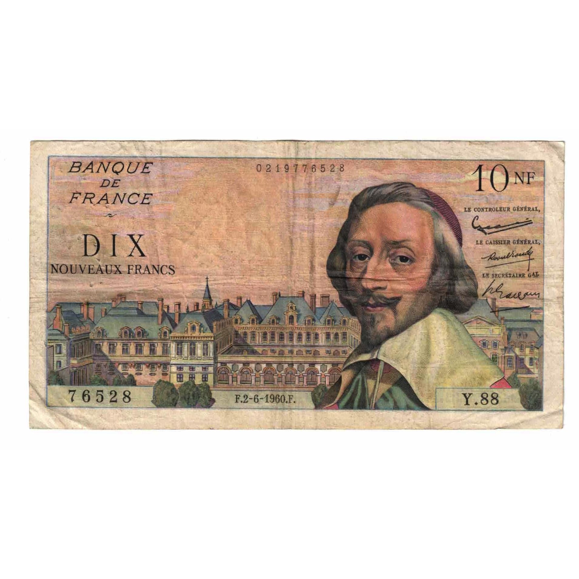 Francja, 10 Nouveaux Francs, Richelieu, 1960, Y.88, VF(30-35), Fayette:57.8