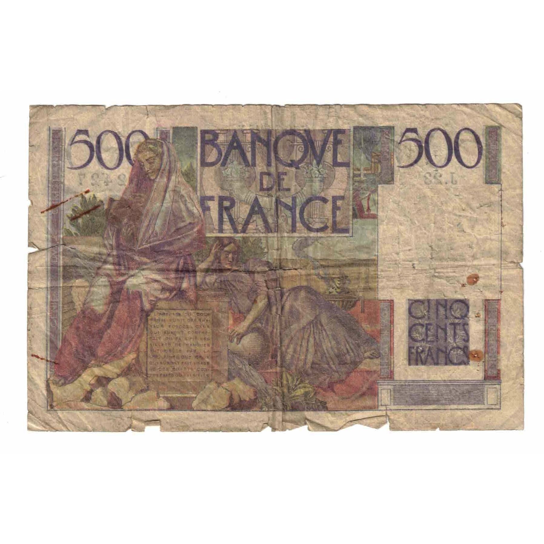 Francia, 500 Francs, Chateaubriand, 1945, J.23, MC+, Fayette:34.1, KM:129a