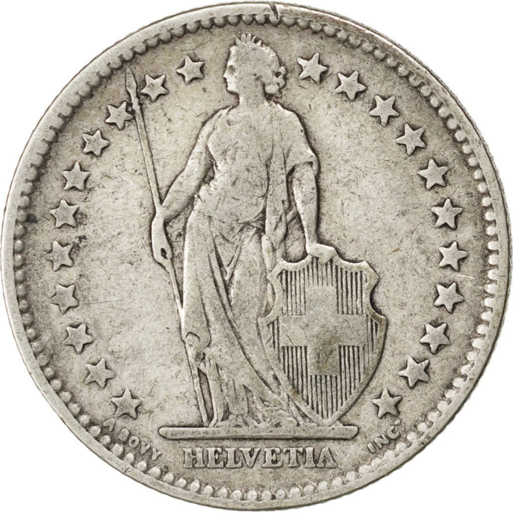 SWITZERLAND, 2 Francs, 1886, Bern, KM #21, VF(30-35), Silver, 27.4, 9.84
