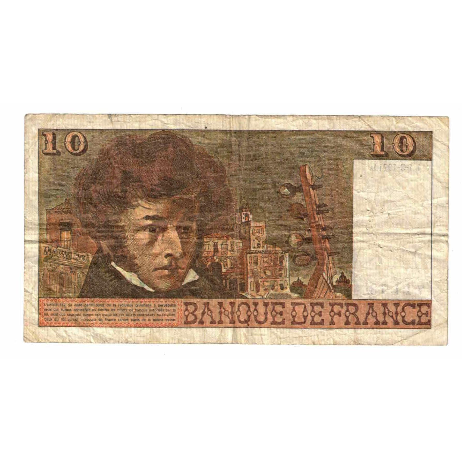 France, 10 Francs, Berlioz, 1974, T.75, F(12-15), Fayette:63.6, KM:150a
