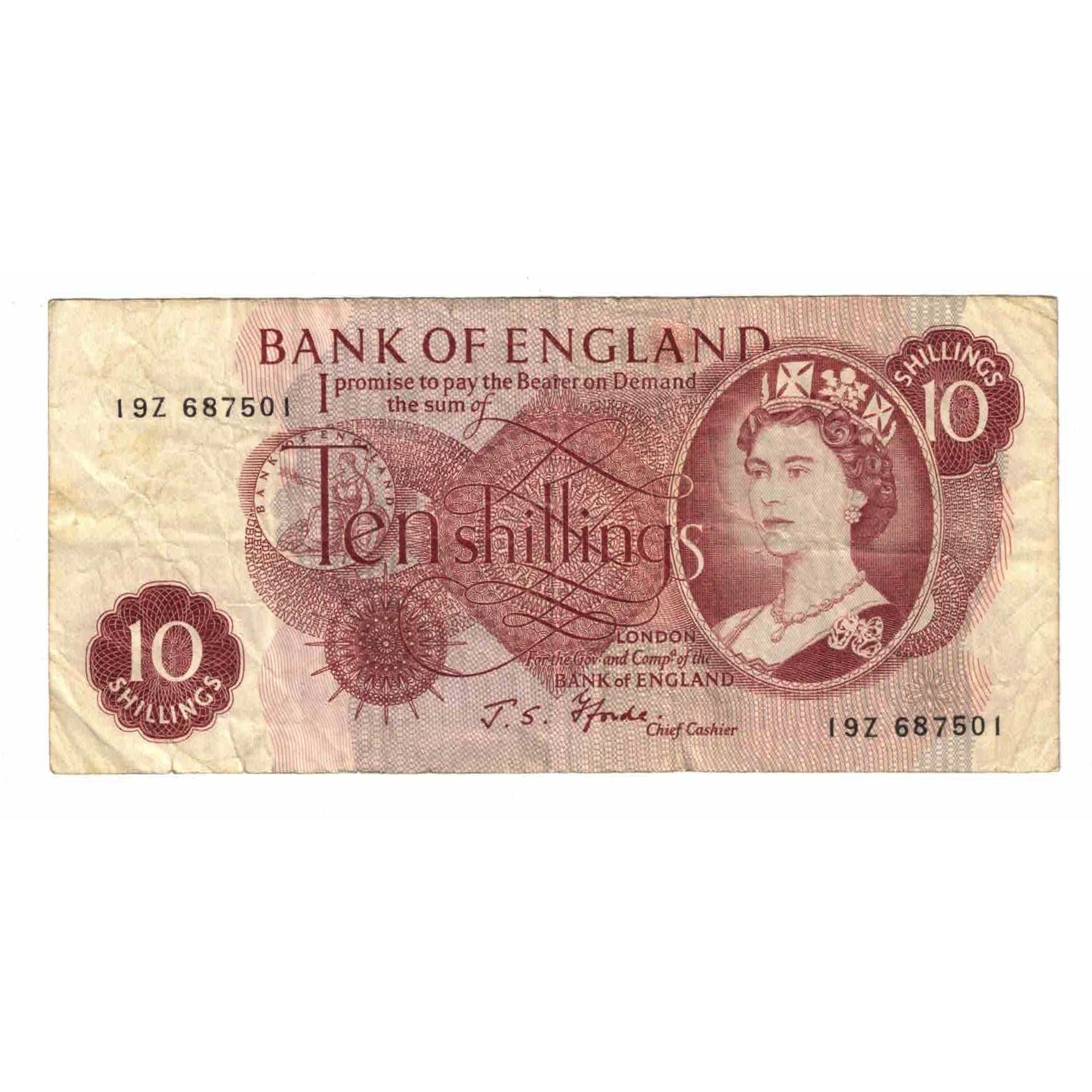 Banknote, Great Britain, 10 Shillings, 1966-1970, KM:373c, VF(20-25)