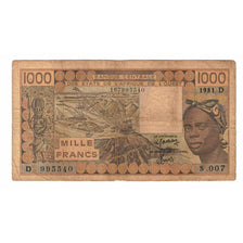 Banknote, West African States, 1000 Francs, 1981, KM:406Db, VF(20-25)