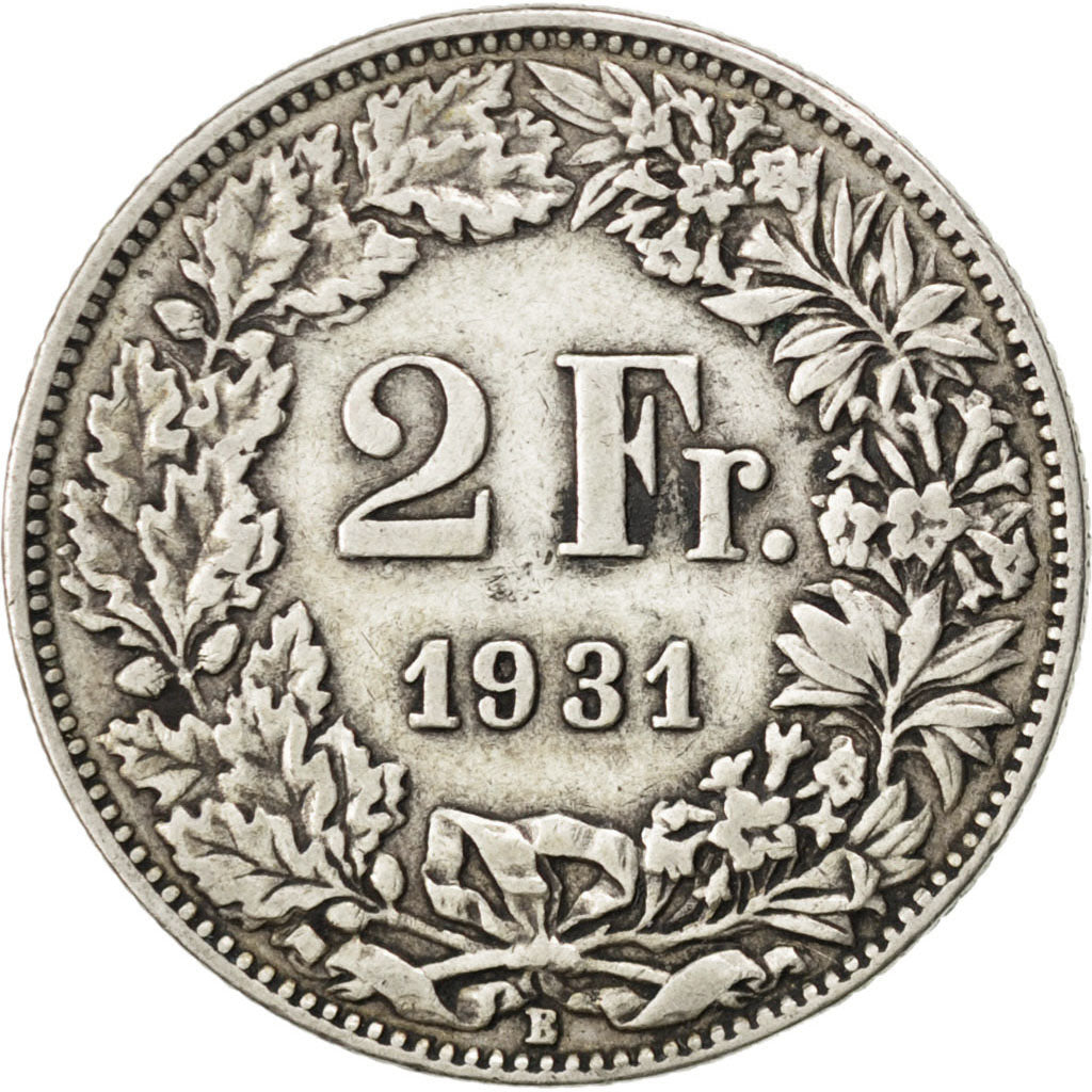 SWITZERLAND, 2 Francs, 1931, Bern, KM #21, EF(40-45), Silver, 27.4, 10.02