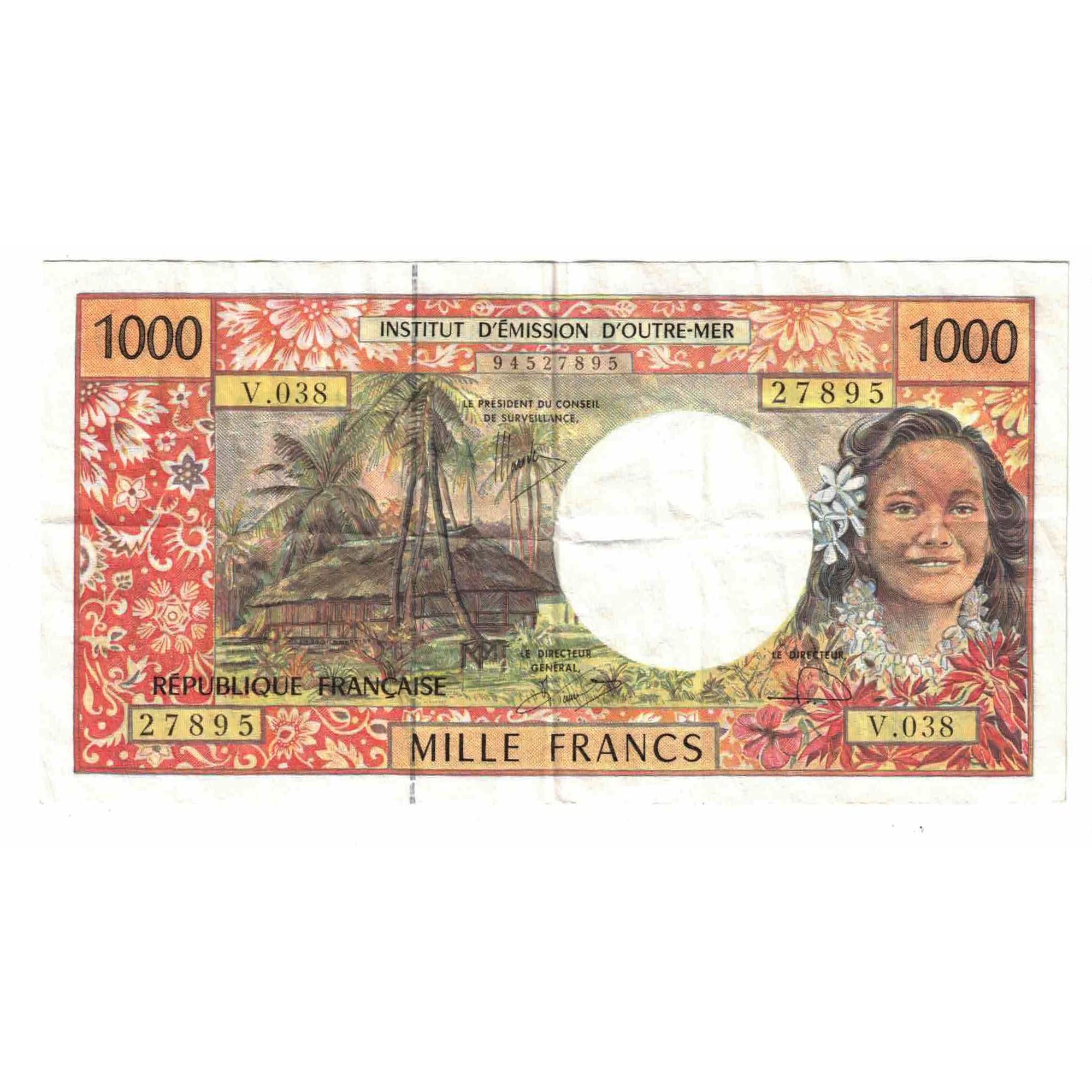 Banknote, French Pacific Territories, 1000 Francs, KM:2a, EF(40-45)