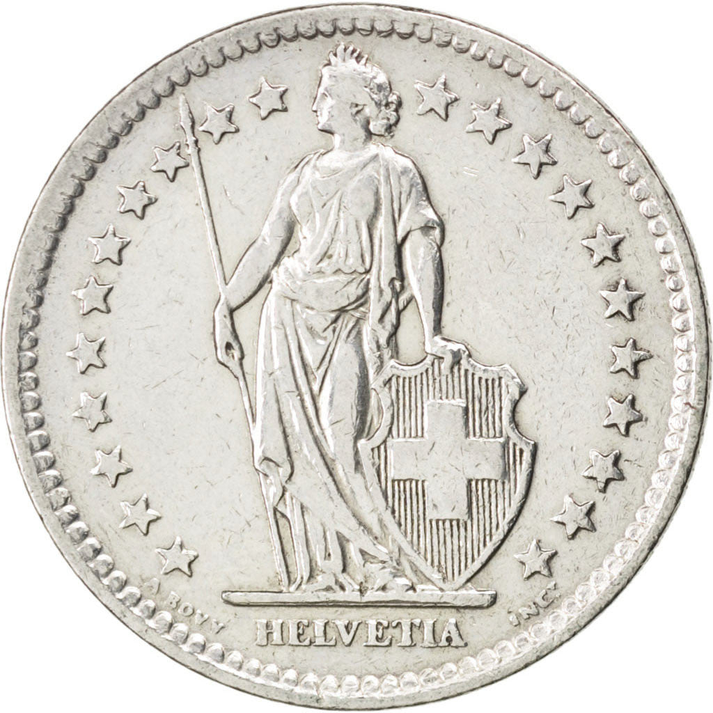 SWITZERLAND, 2 Francs, 1944, Bern, KM #21, EF(40-45), Silver, 27.4, 9.99