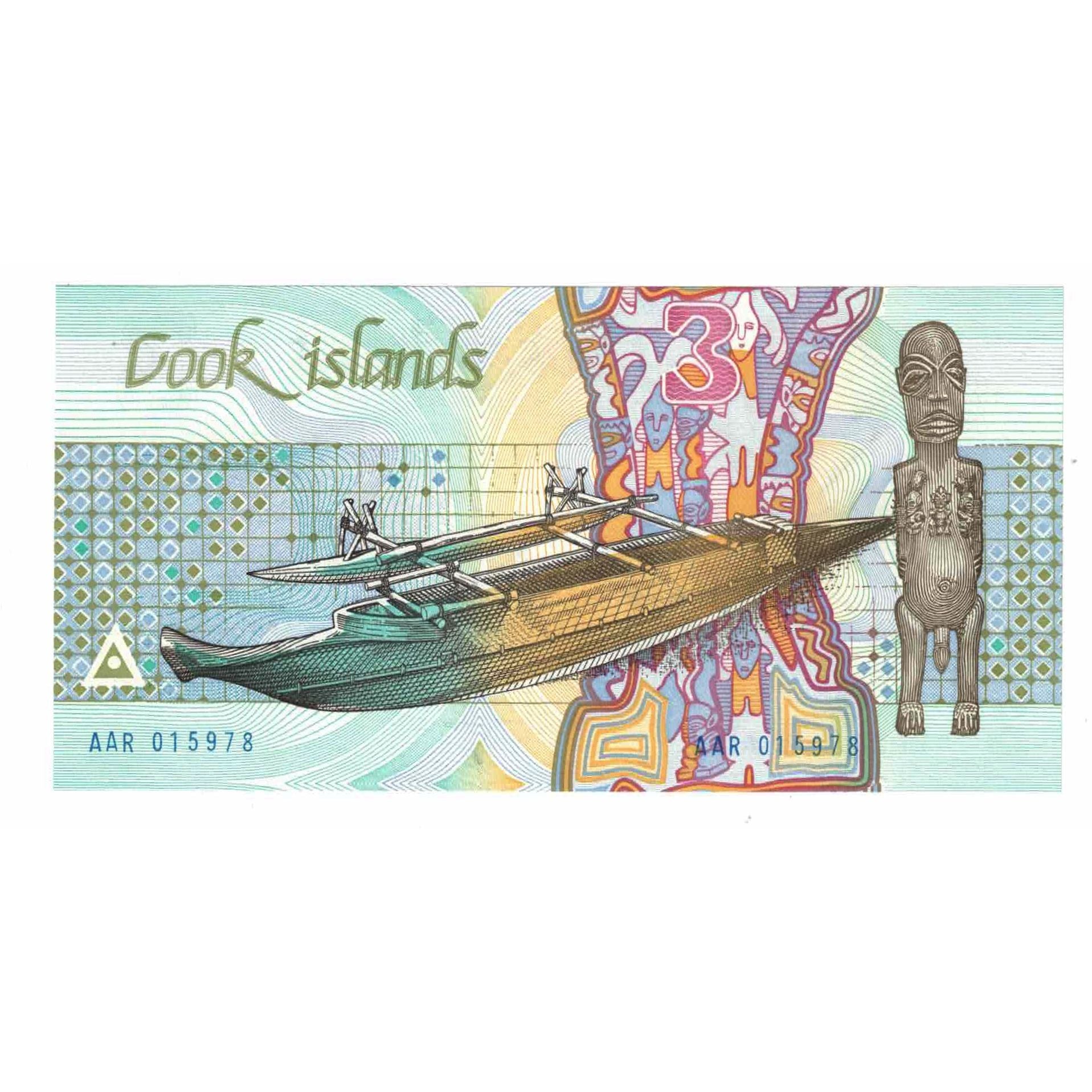 Banknote, Cook Islands, 3 Dollars, Undated (1987), KM:3a, UNC(65-70)