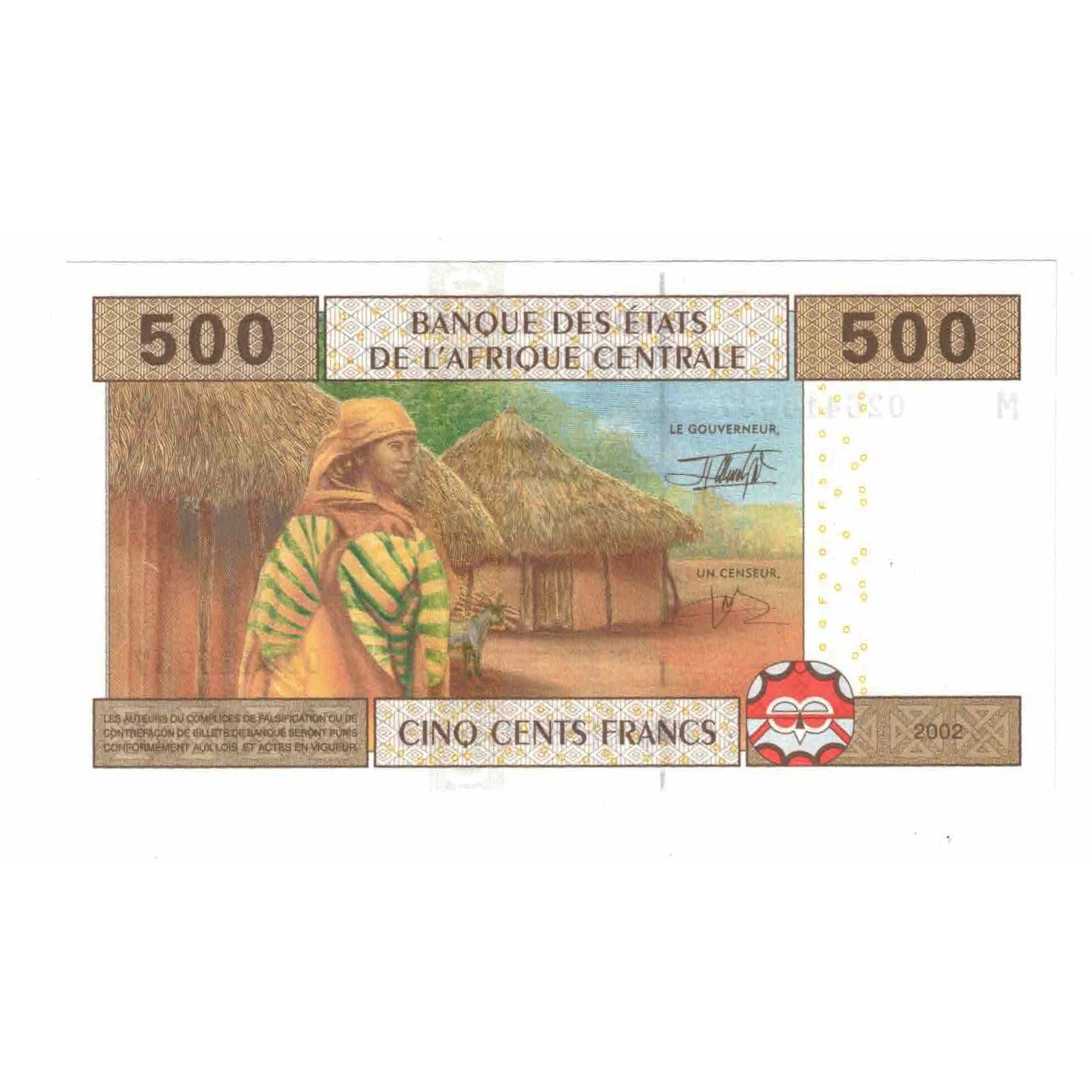 Banknote, Central African States, 500 Francs, 2002, KM:306M, UNC(65-70)