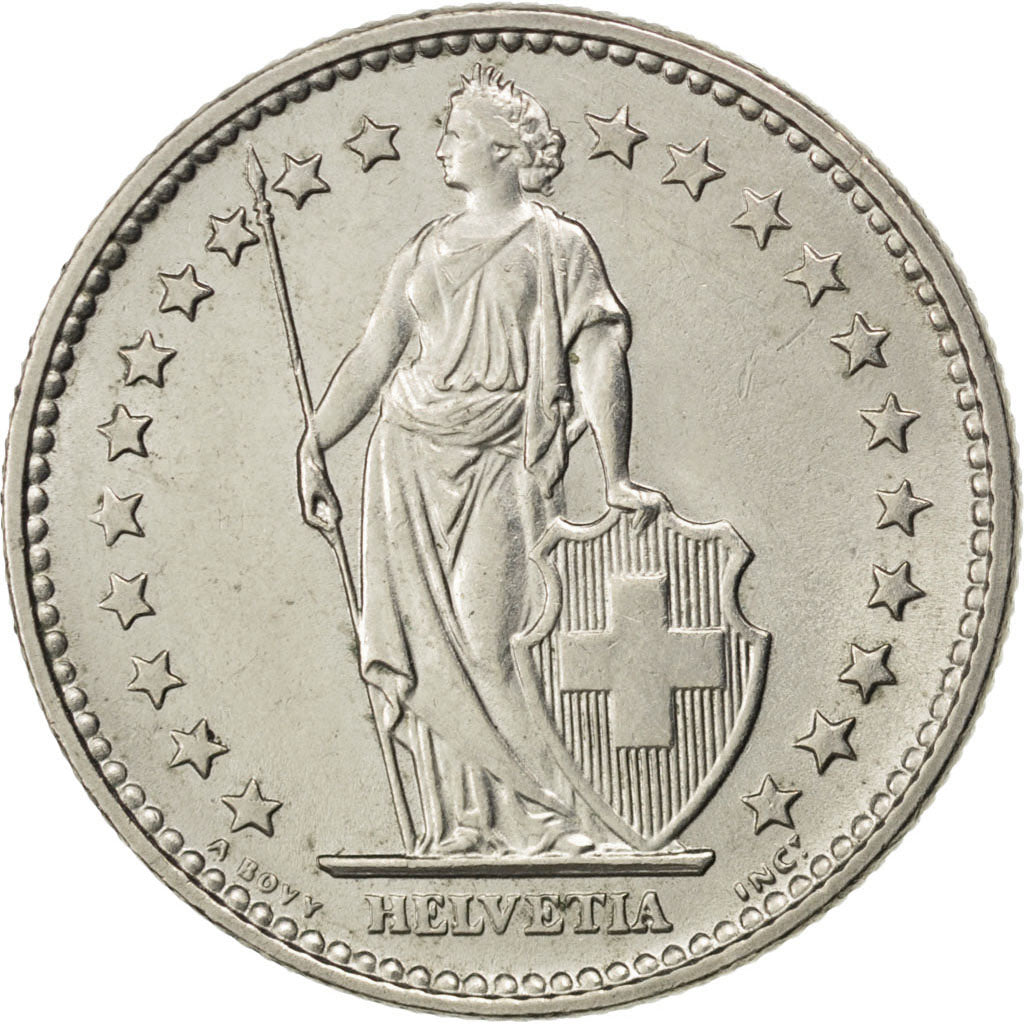 SWITZERLAND, 2 Francs, 1968, Bern, KM #21a.1, MS(63), Copper-Nickel, 27.4, 8.88
