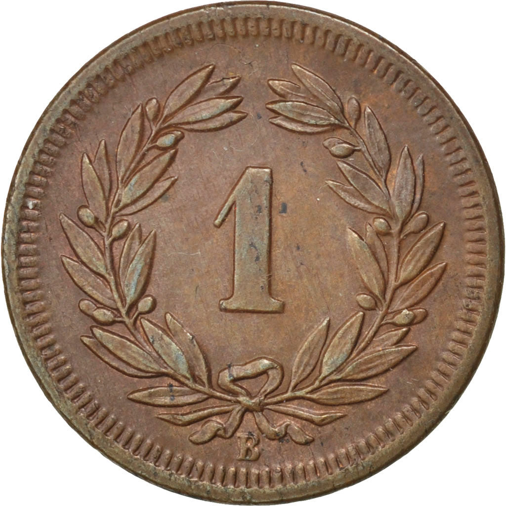 SWITZERLAND, Rappen, 1868, Bern, KM #3.1, AU(55-58), Bronze, 1.44